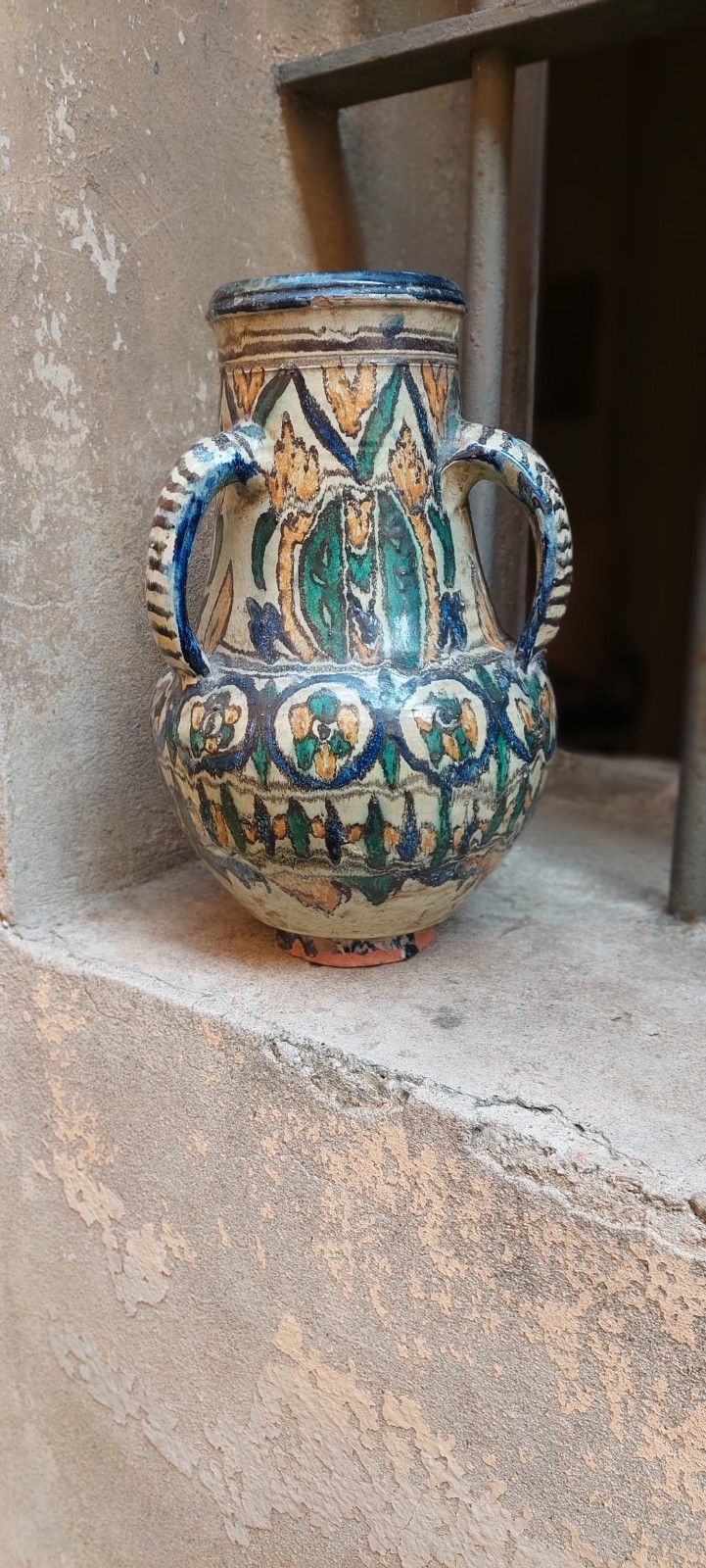 Antica Giara Maiolica Dipinta Smaltata Fez  Marocco XIX Secolo photo furniture