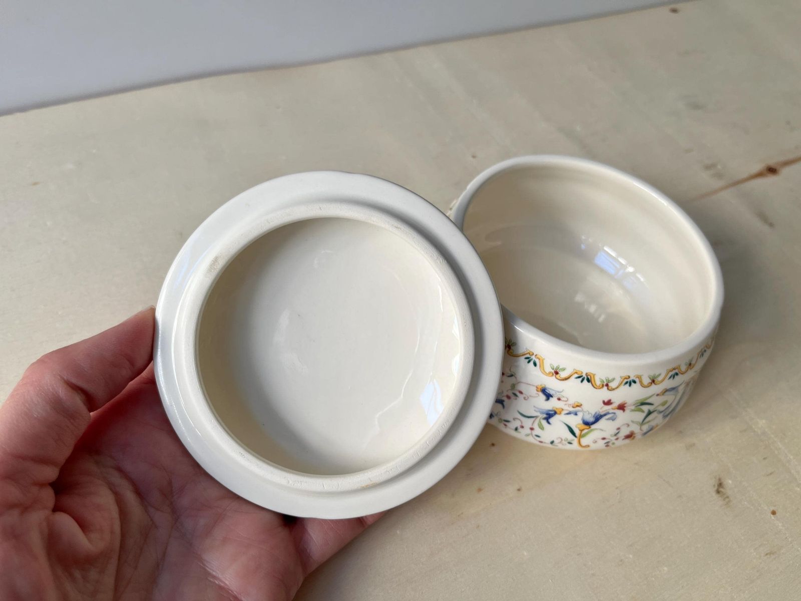 Gien Toscana Earthenware Candy Box, Round Jewelry Box, French Tableware Manufacture photo buy