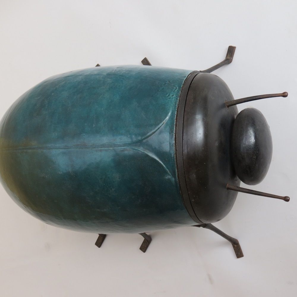 Home Fixtures 19th Century Enamelled Cast Iron Wood Burning Stove Le Scarabee Paris No 1 photo