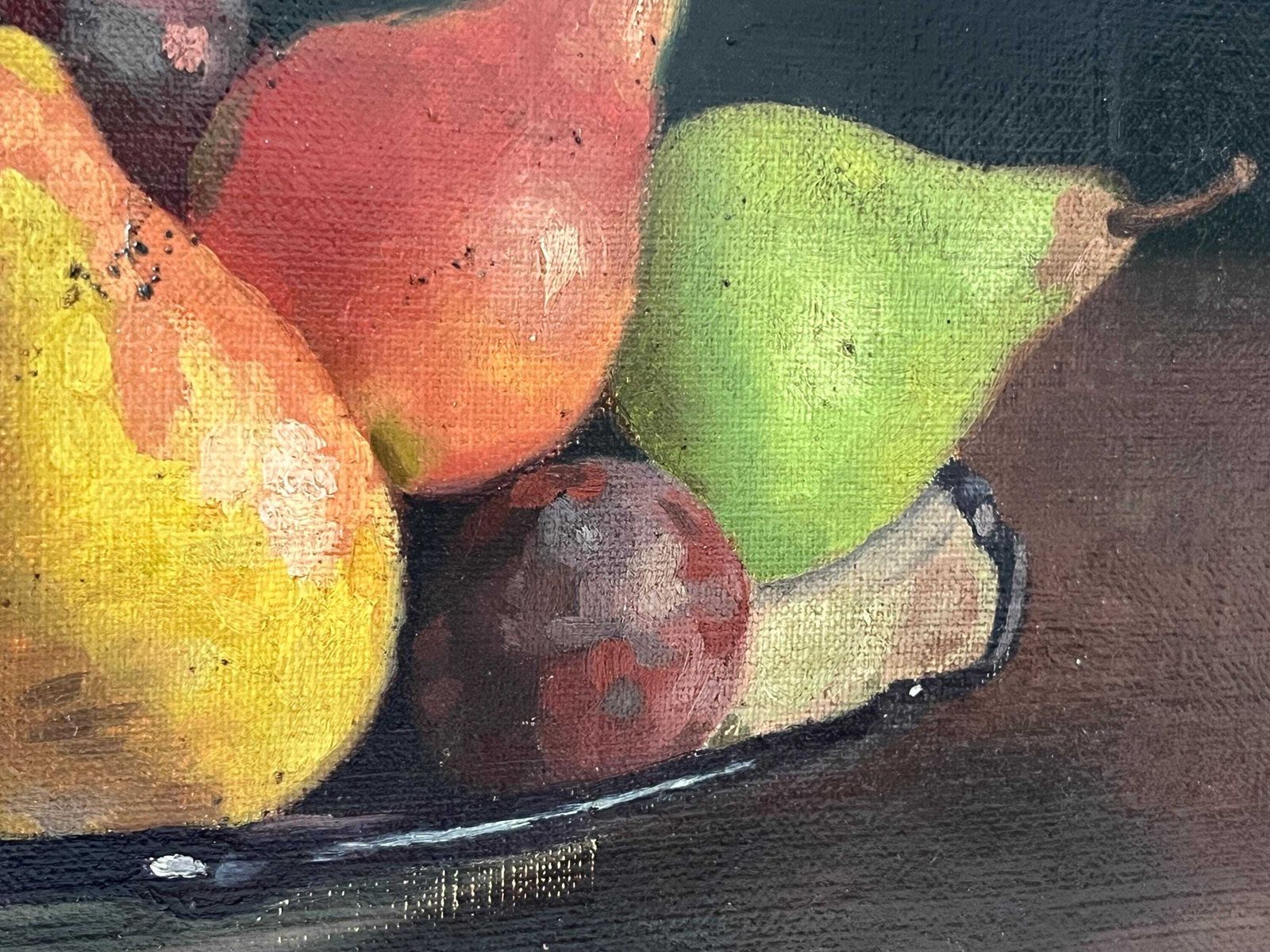 Original 1911s Still Life "Pears And Plums" Oil On Canvas, Antique Fruits Oil Painting, Gilded Framed French Still Life Signed J.Boisselet photo vinterior