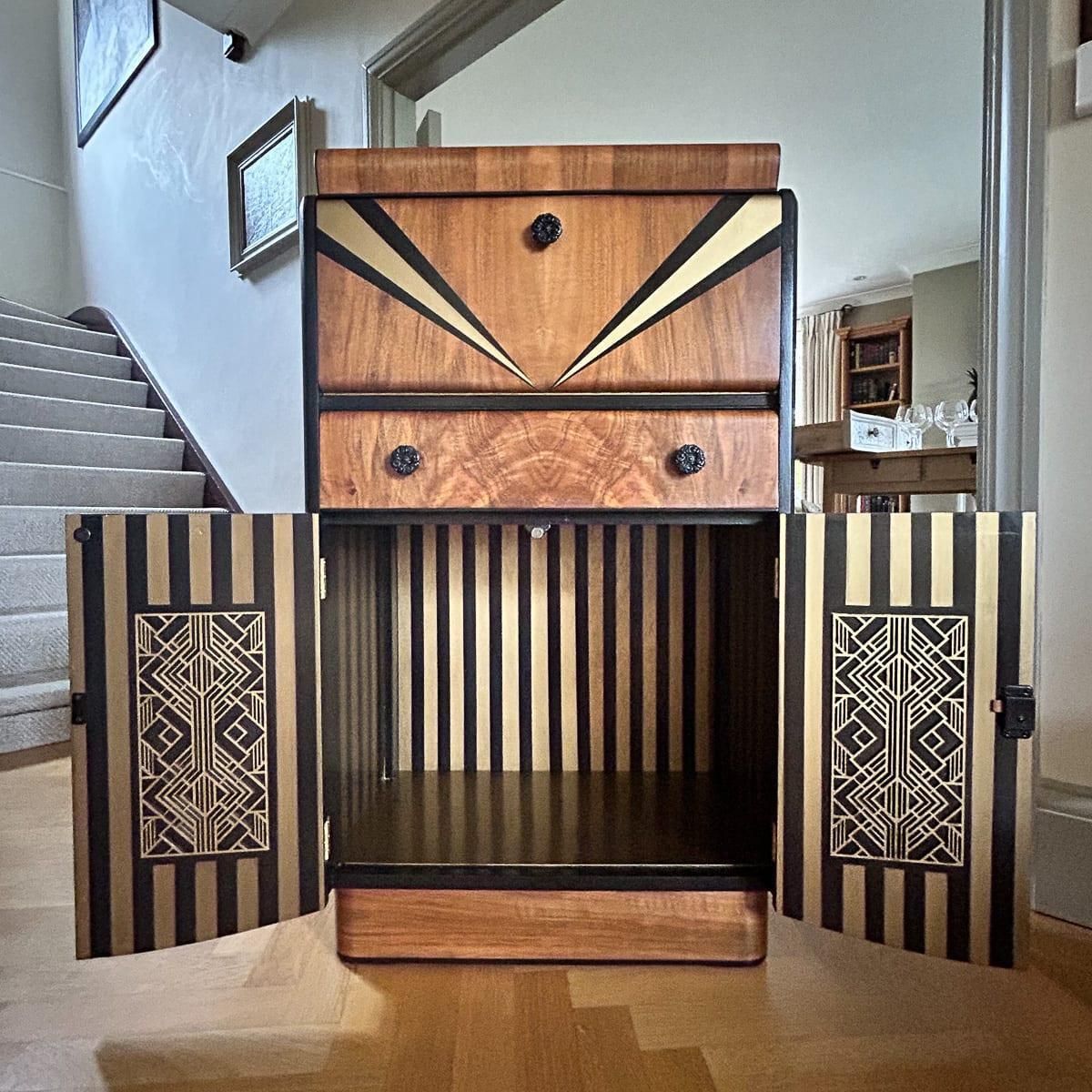 Vintage 20th Century Nathan “Waterfall” Art Deco Cocktail Cabinet photo Furniture