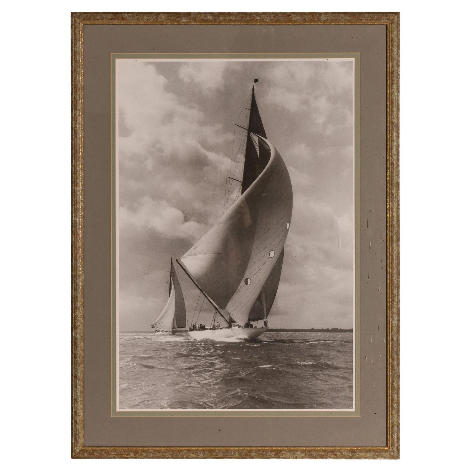20th Century Framed Beken Of Cowes Print Of The Racing Yacht 'Velsheda' C.1934