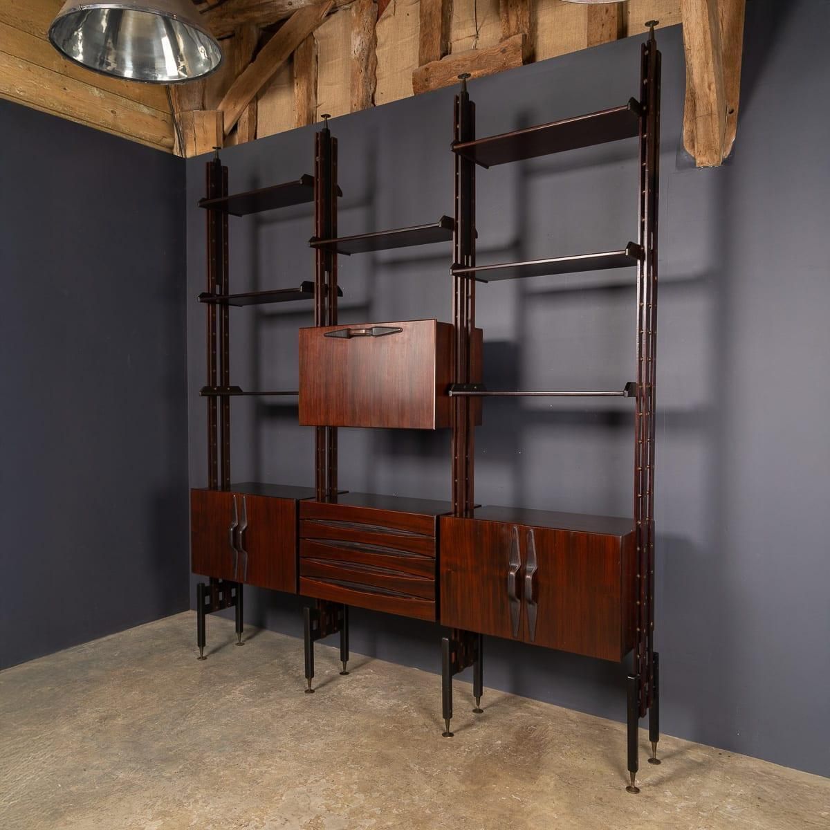 20thc Italian Modular Hardwood Wall Cabinet Attributable To Franco Albini C.1950 photo for sale