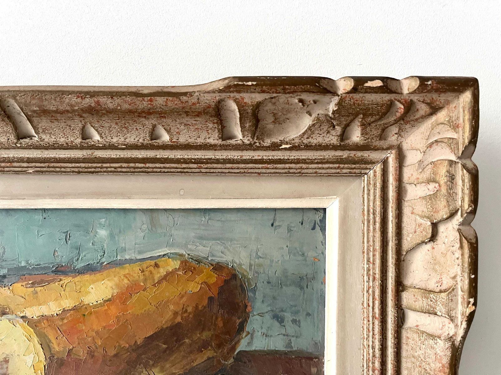 photo vinterior Original Vintage Still Life "The French Meal" 1940s, Midcentury Framed And Signed Painting, Kitchen Decor