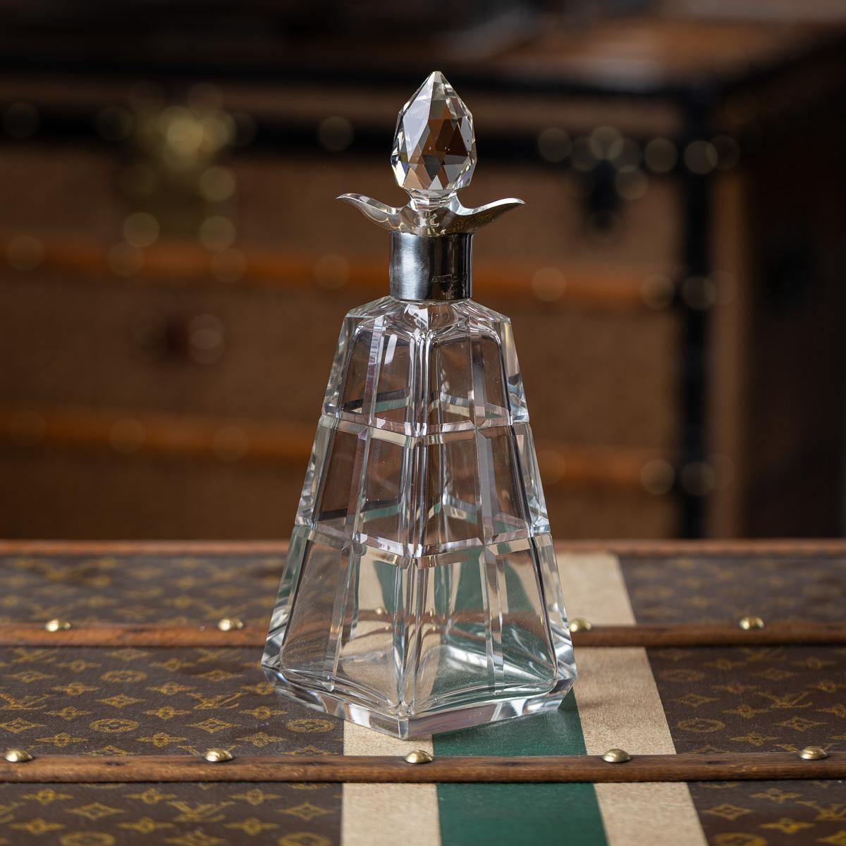 Antique 20thc English Solid Silver & Cut Glass Decanter By Asprey, London C.1911 photo furniture