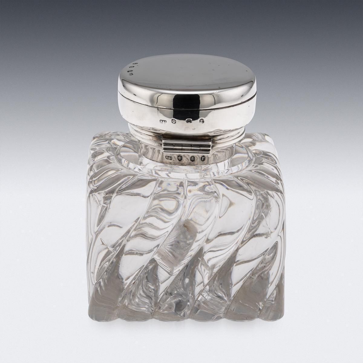 Antique 20thc Scottish Solid Silver Clock & Inkwell By Hamilton & Inches C.1903 photo vinterior