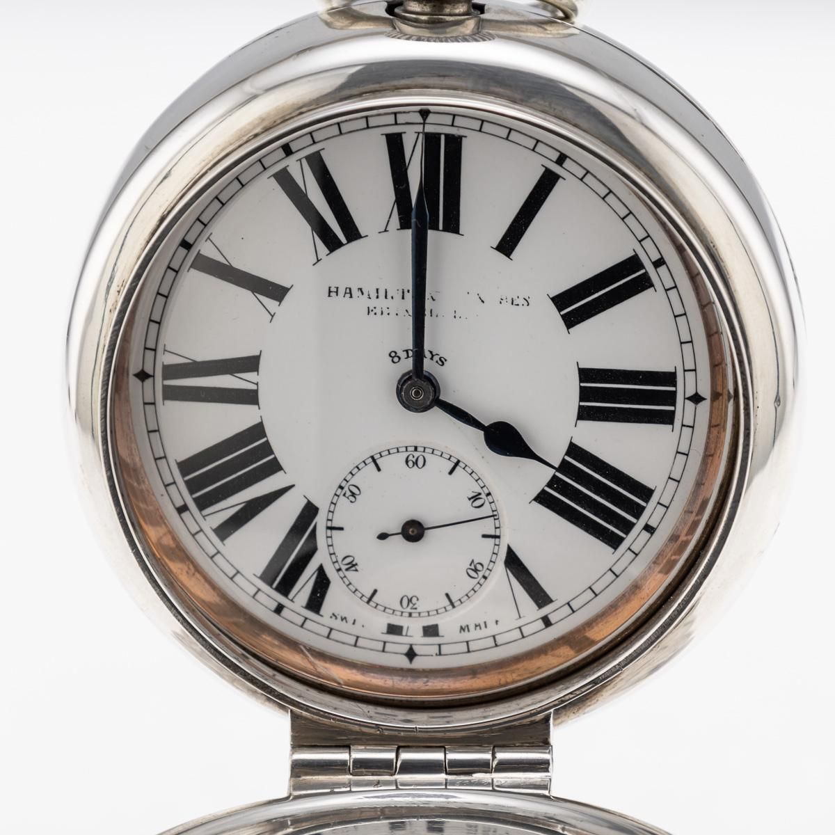 photo for sale Antique 20thc Scottish Solid Silver Clock & Inkwell By Hamilton & Inches C.1903
