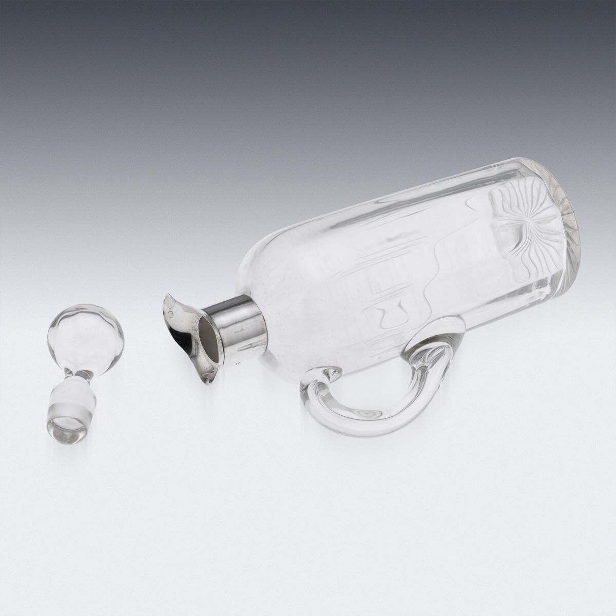 Antique 20thc English Solid Silver & Cut Glass Whisky Decanter, Chester C.1902 photo vintage