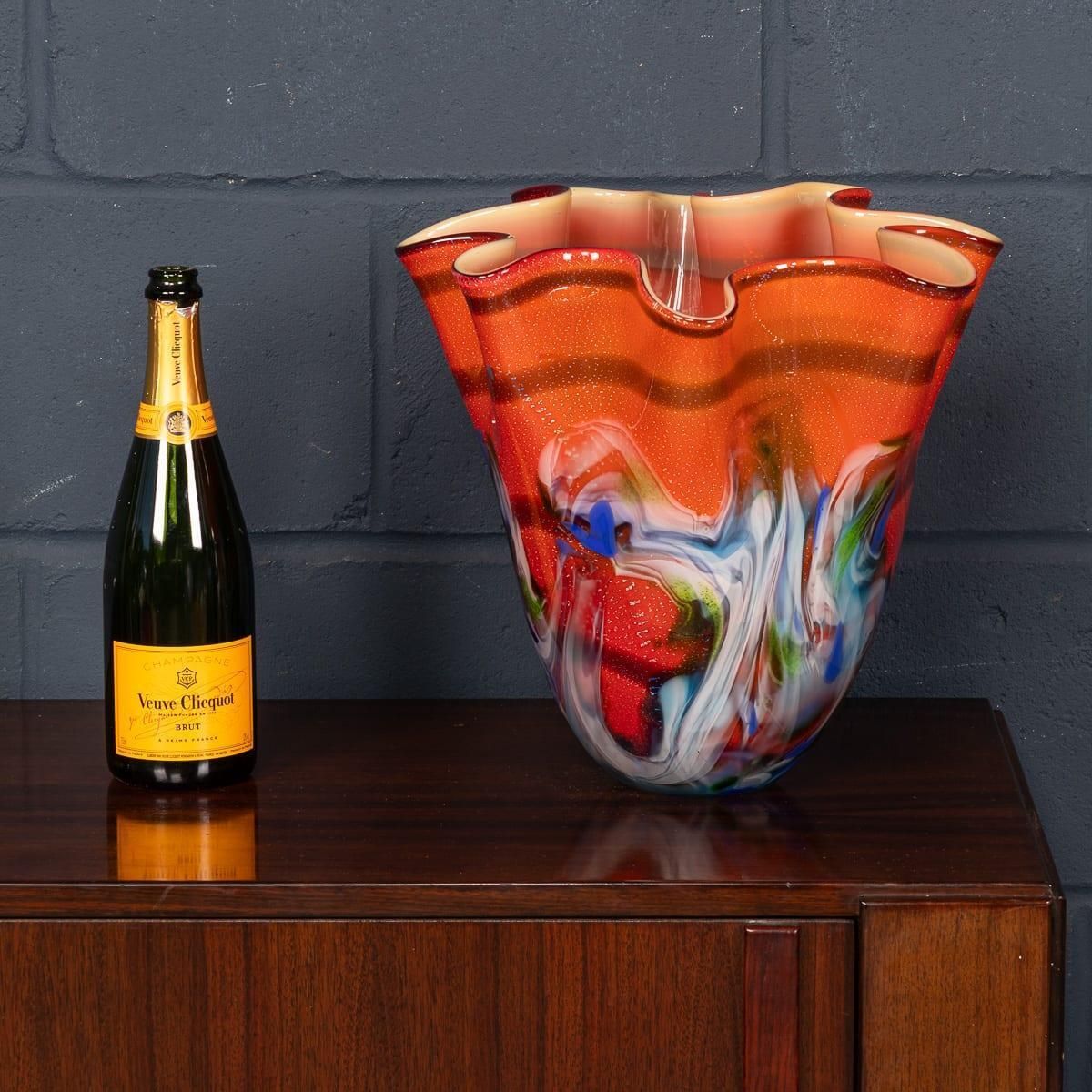 Vintage 20th Century Italian Hand Blown Glass Vase, Made In Murano photo furniture
