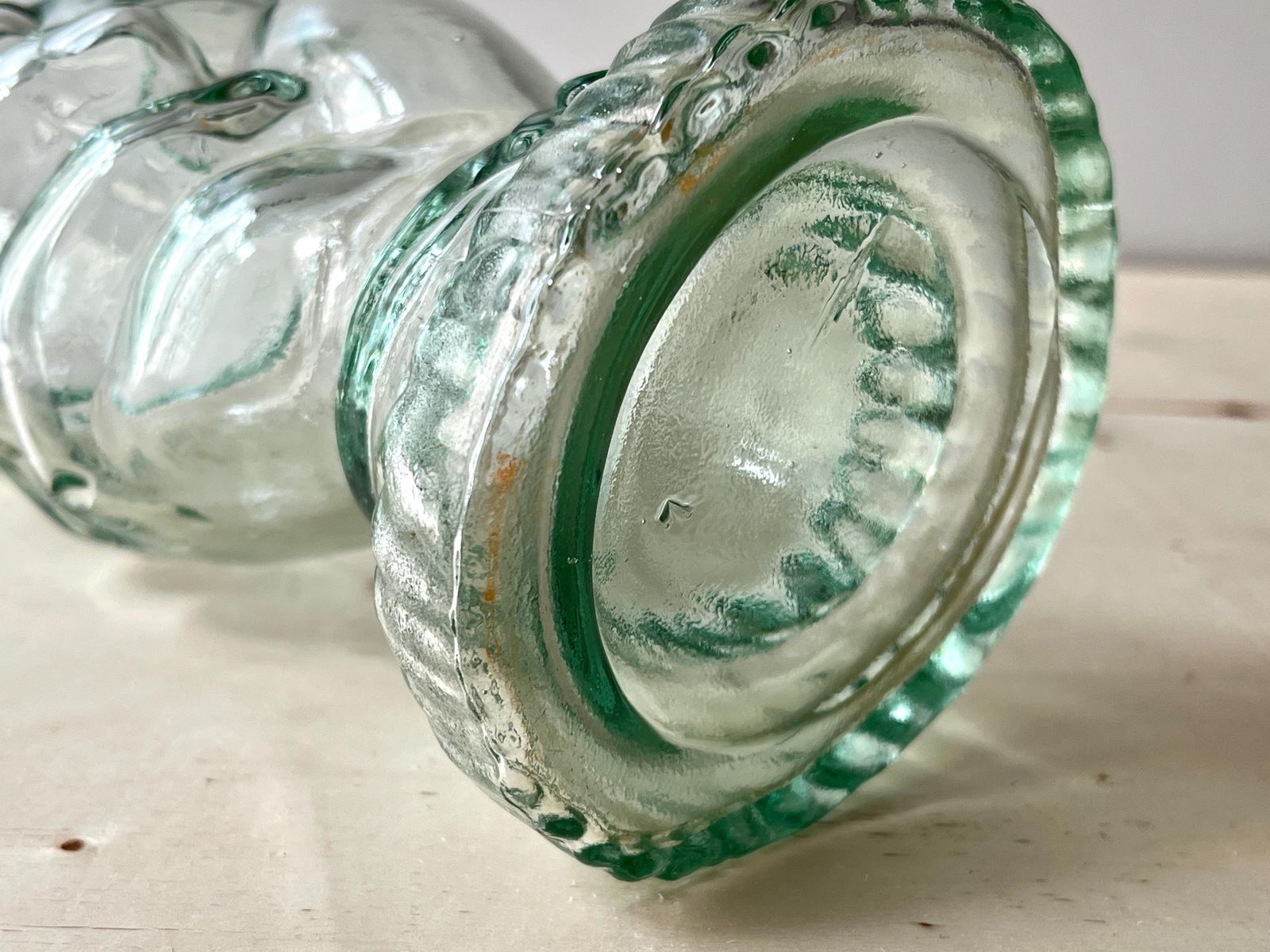 photo furniture French Art Deco Legras Glass Bottle "Transparent Hand" Circa 1920s, Antique Pressed Molded Glass Decanter