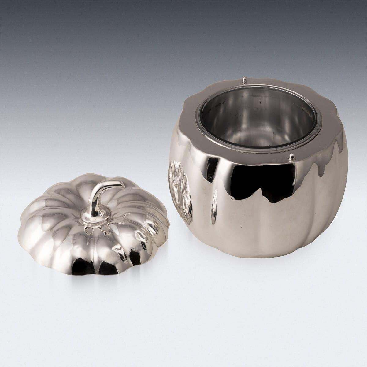 Vintage 20thc Italian Silver Plated 'Pumpkin' Ice Bucket By Teghini C.1970 photo 2031.0
