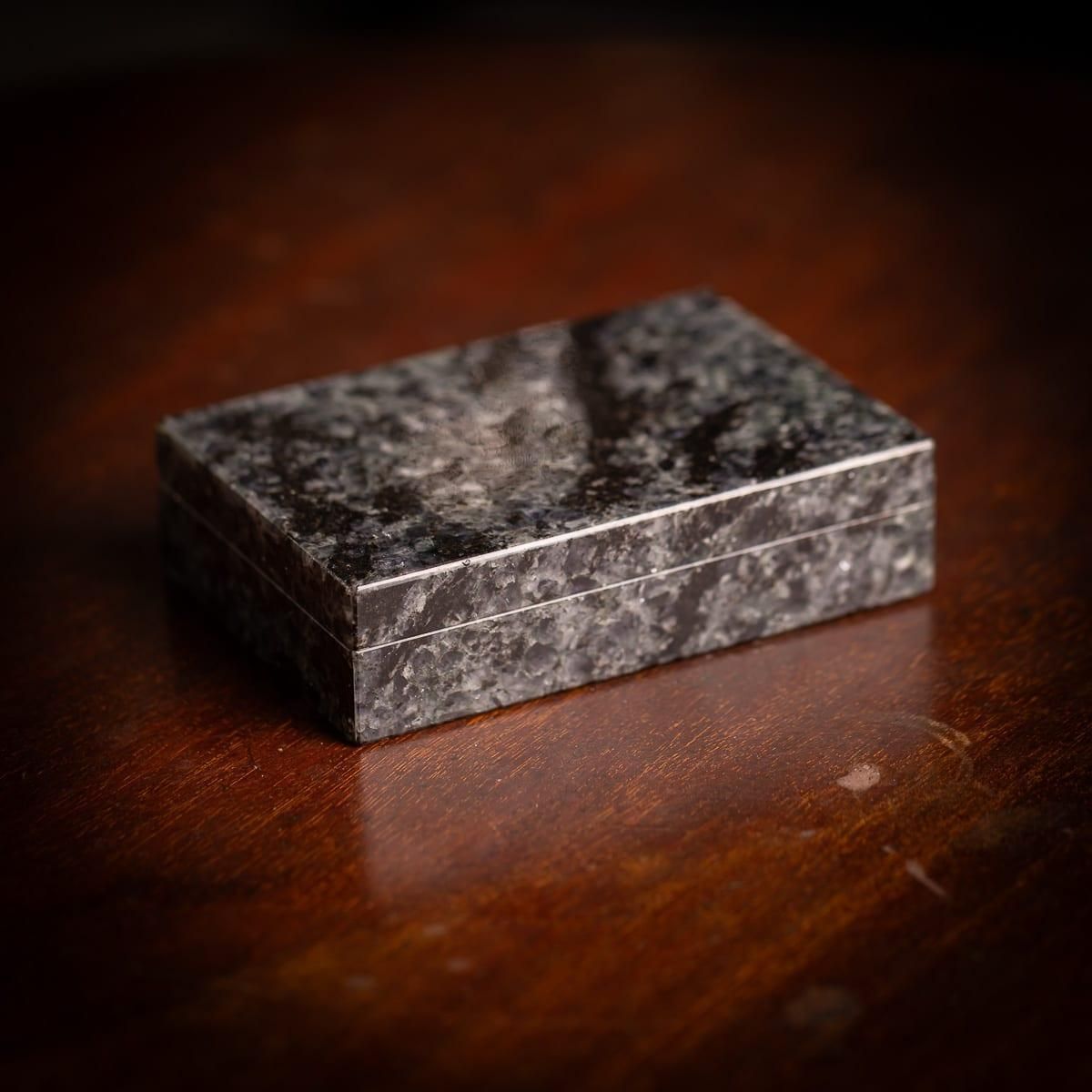 Vintage 20th Century Italian Blue Ice Granite Stone Box C.1960 photo furniture