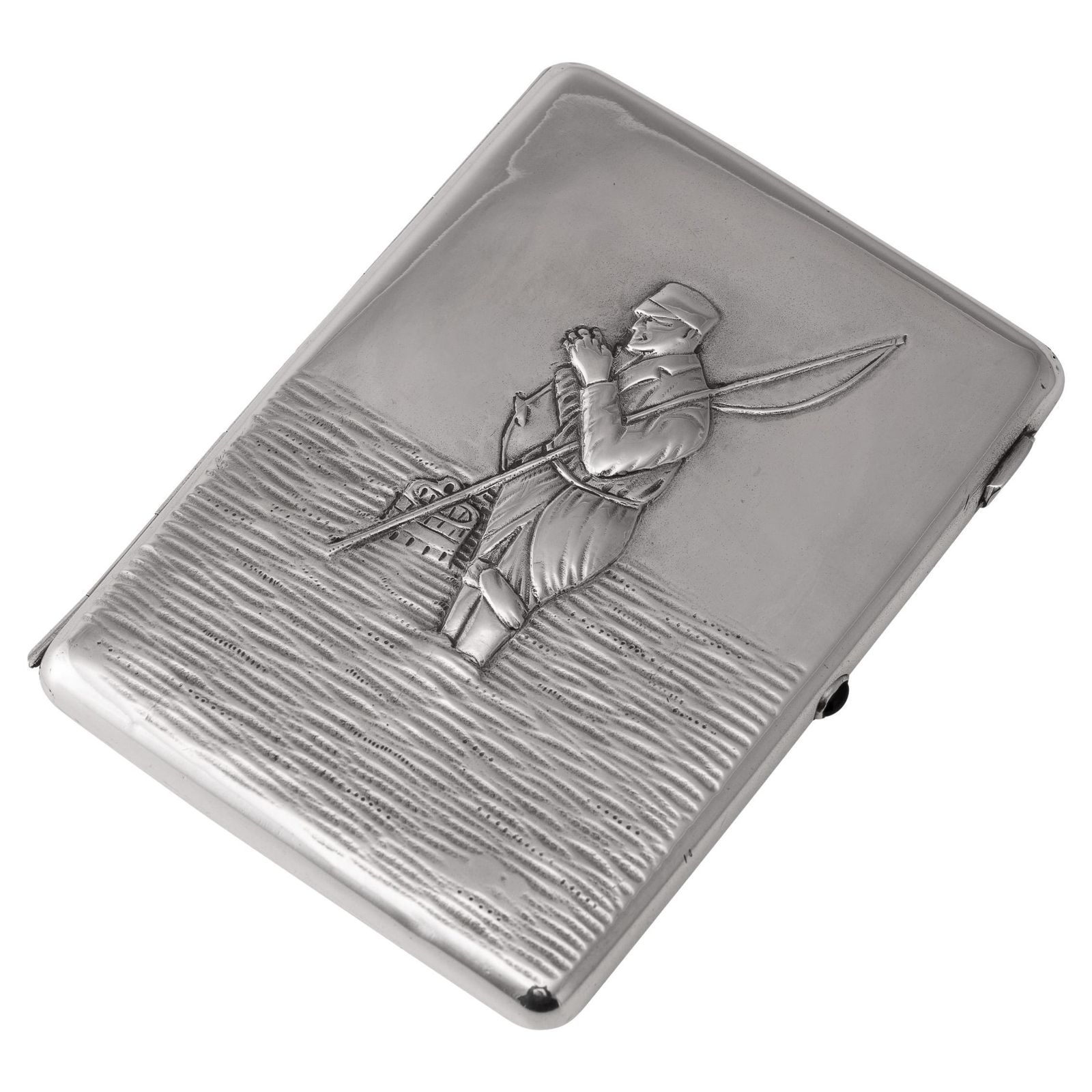 Antique 20thc Imperial Russian Solid Silver Cigarette Case, Moscow C.1900