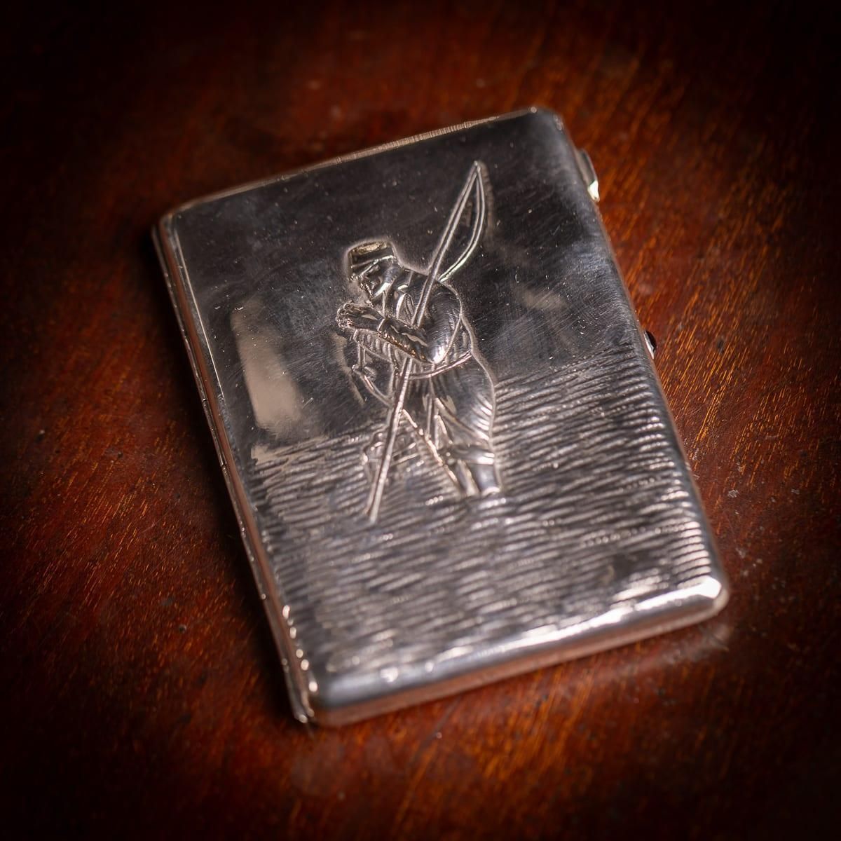 Antique 20thc Imperial Russian Solid Silver Cigarette Case, Moscow C.1900 photo furniture