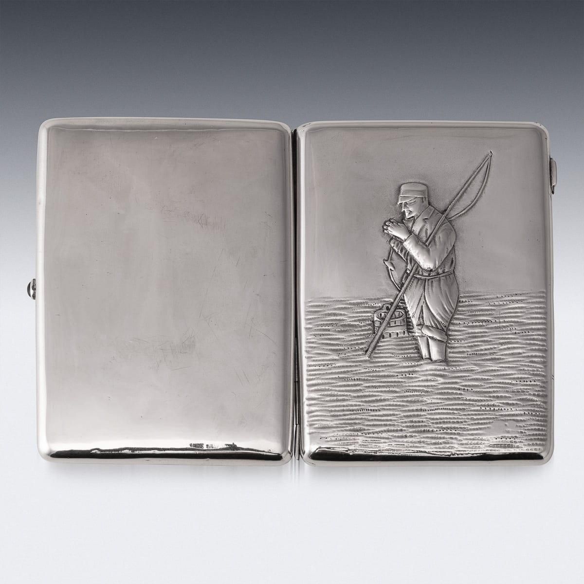 Antique 20thc Imperial Russian Solid Silver Cigarette Case, Moscow C.1900 photo vinterior