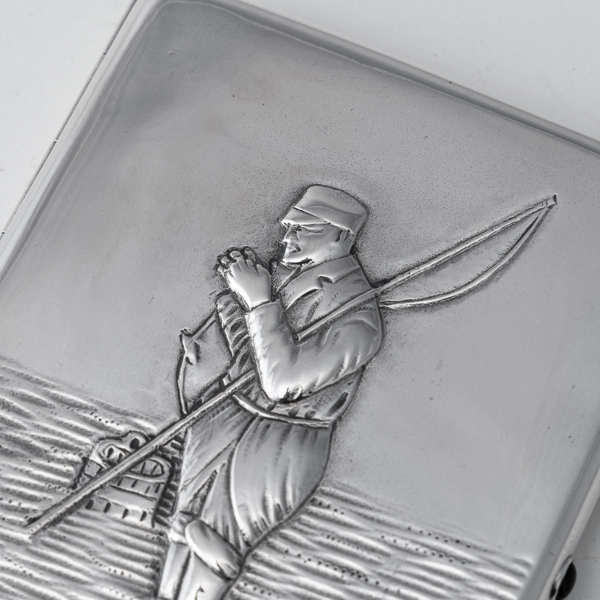 Antique 20thc Imperial Russian Solid Silver Cigarette Case, Moscow C.1900 photo buy