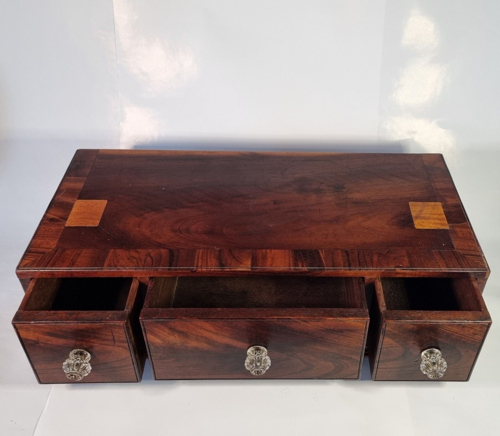 photo vintage Antique Rosewood Table Top Drawers Collectors Jewellery Writing Desk Top Storage