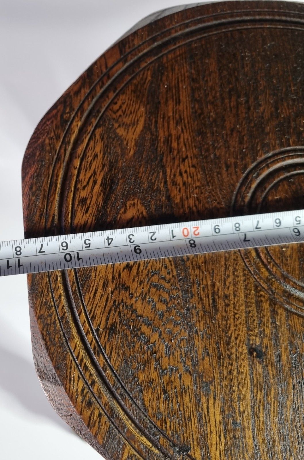 photo buy French Style Oak 3 Legged Milking Stool Bullseye Top Turned Legs Rustic
