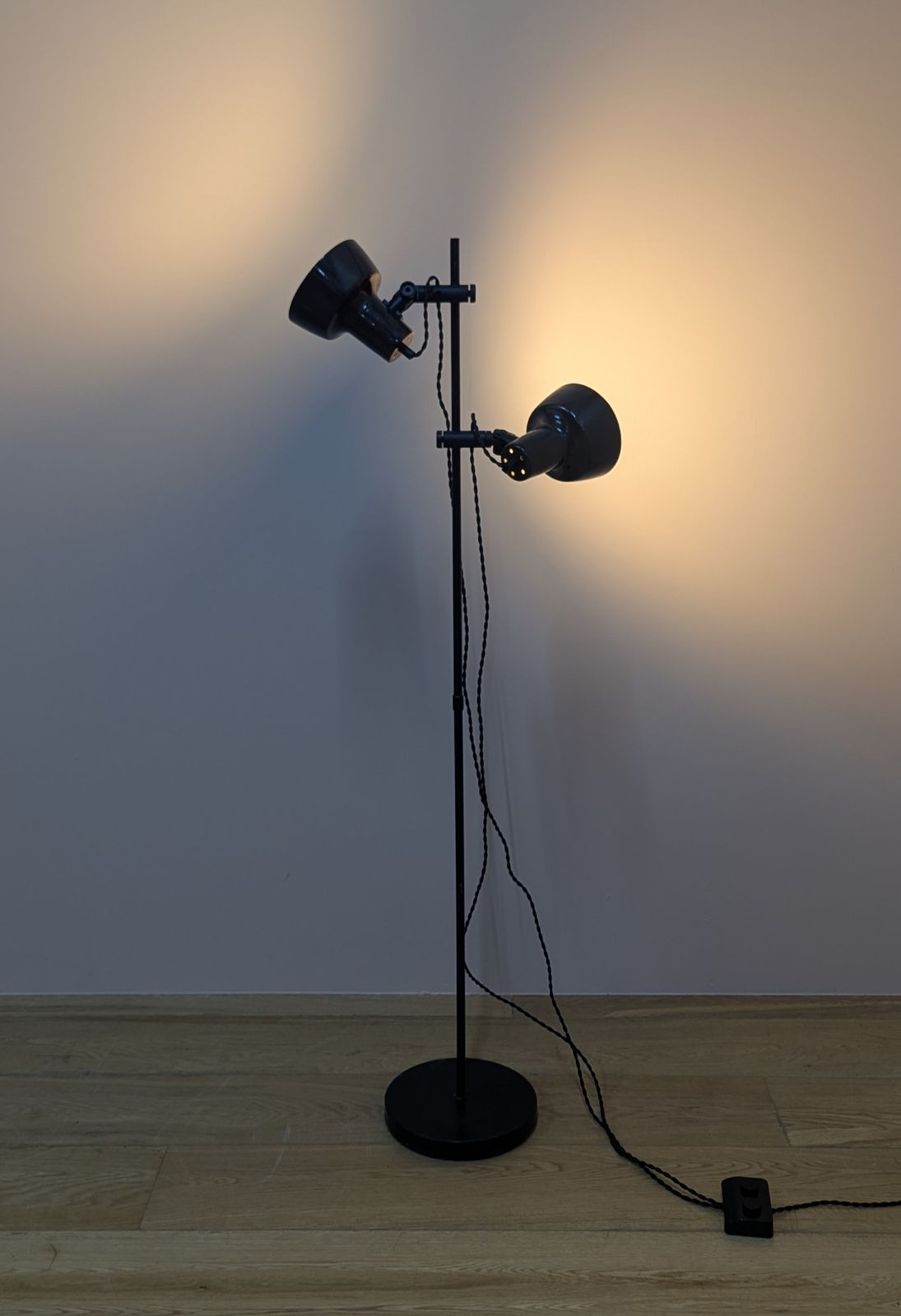 Original Danish 1970s Midcentury Double Spotlight Floor Lamp – Fully Restored photo for sale