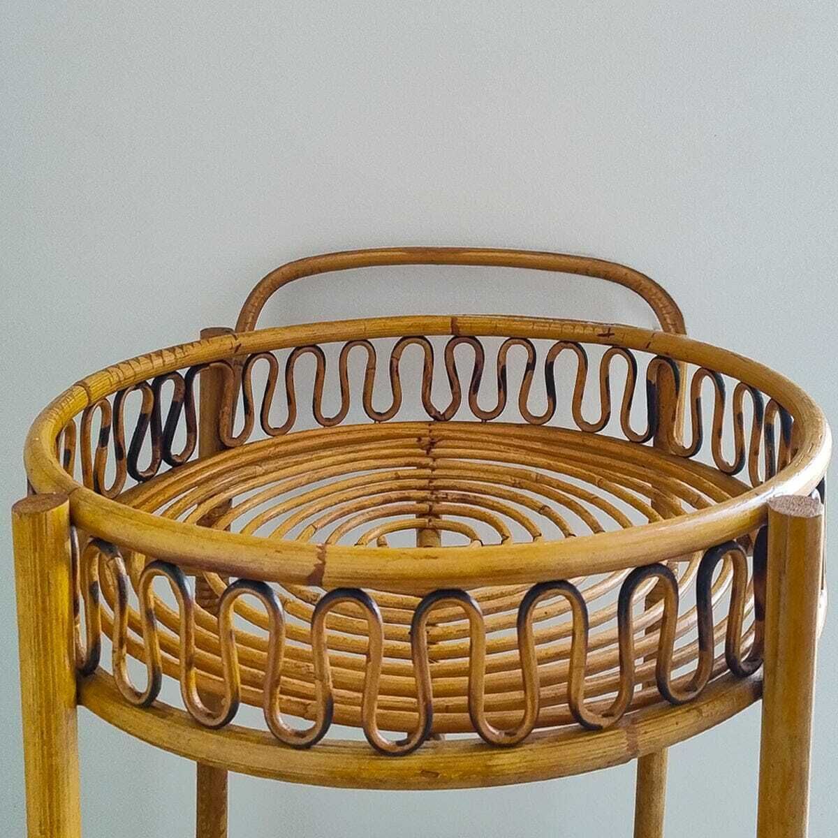 photo furniture 1960s Gorgeous Bamboo & Rattan Serving Bar Cart Trolley By Franco Albini. Made In Italy