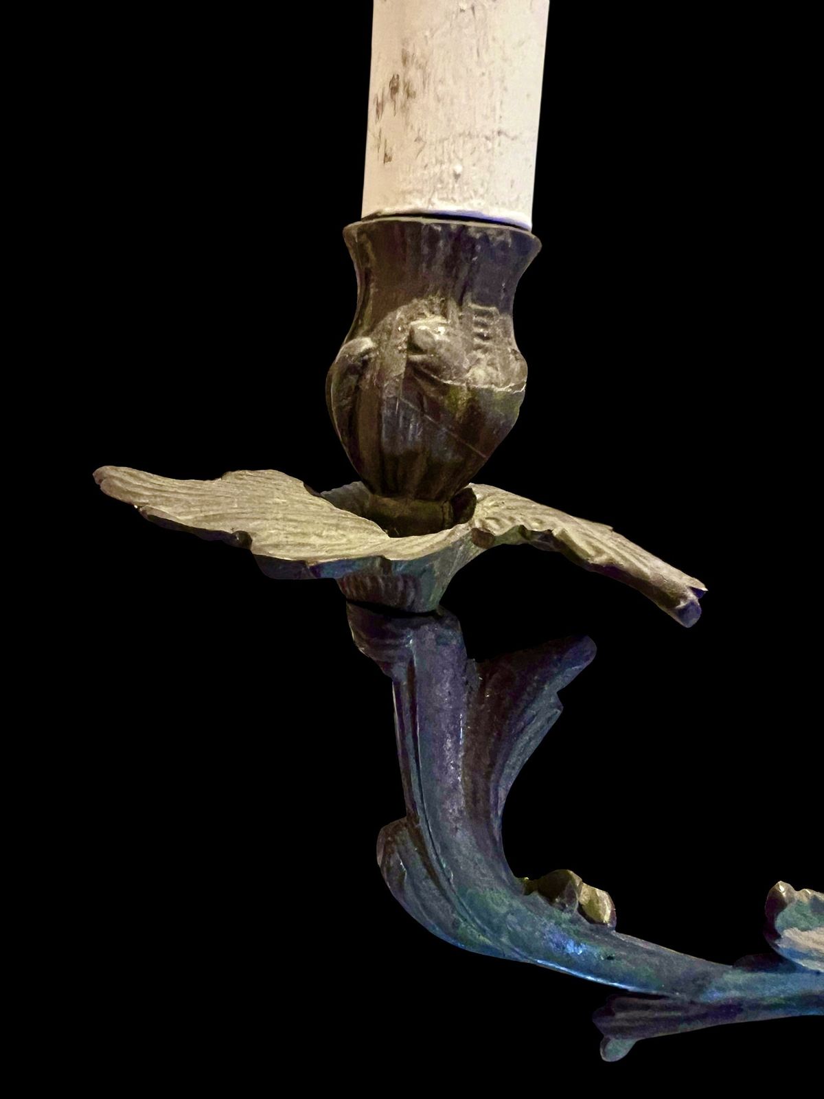 A Set Of 4 French Triple Arm Antique Brass Wall Lights photo for sale