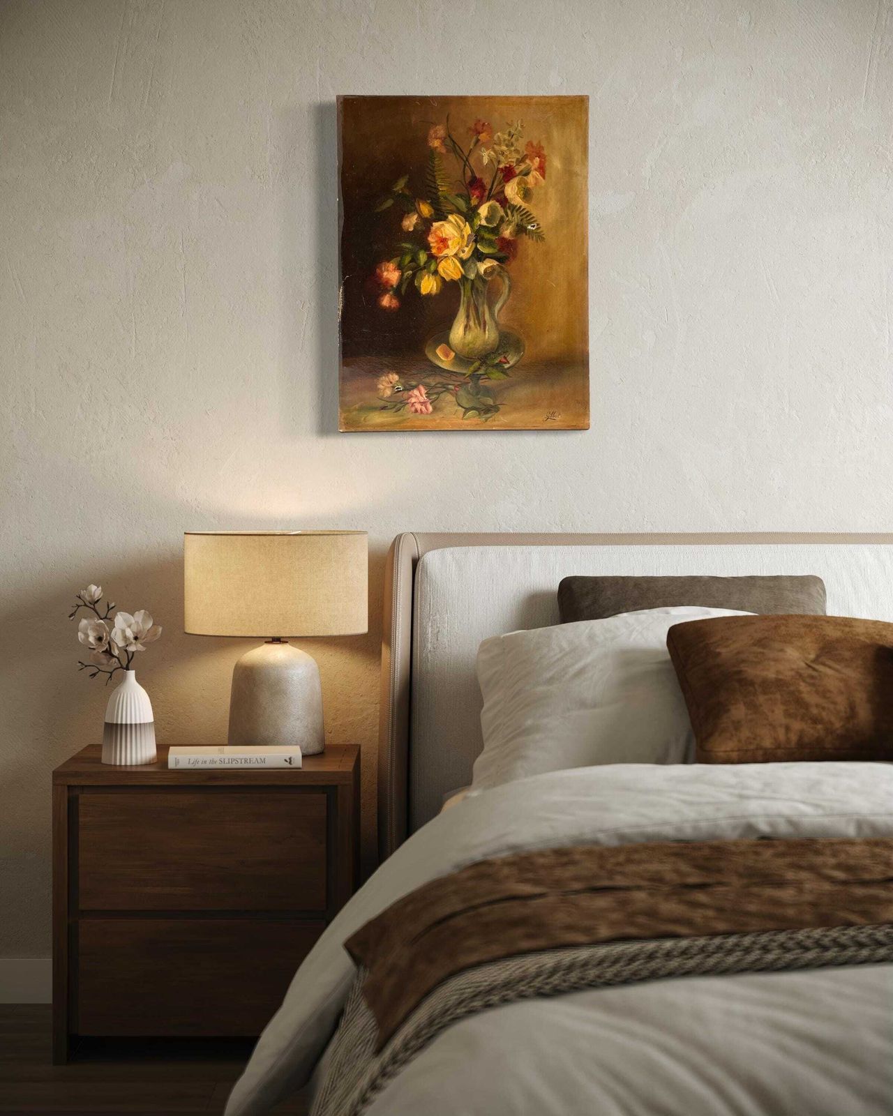 Original 1900s Bouquet Of Flowers In Oil On Canvas, French Antique Floral Still Life Painting photo for sale