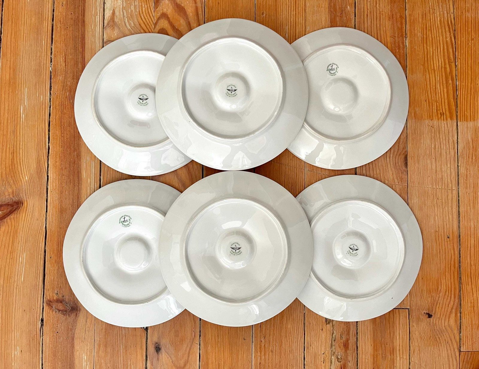 Set Of 6 Porcelain Oyster Plates From Limoges By Louis Lourioux 60s, Vintage Fine Bone Seafood Plates, Vintage French Tableware photo buy