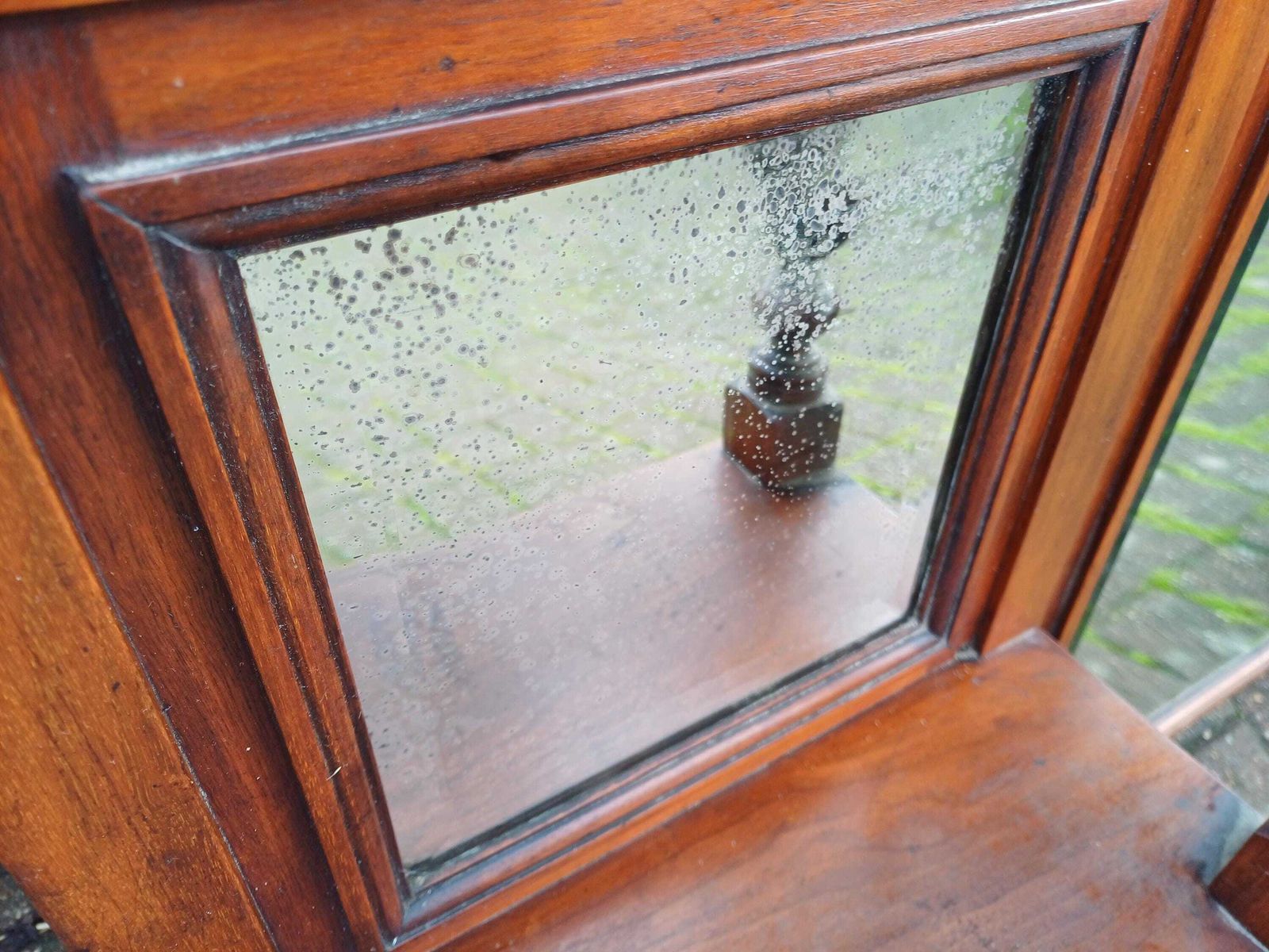 Antique Mahogany Over Mantel Mirror: Victorian Hall Mirror With Bevelled Glass photo vinterior