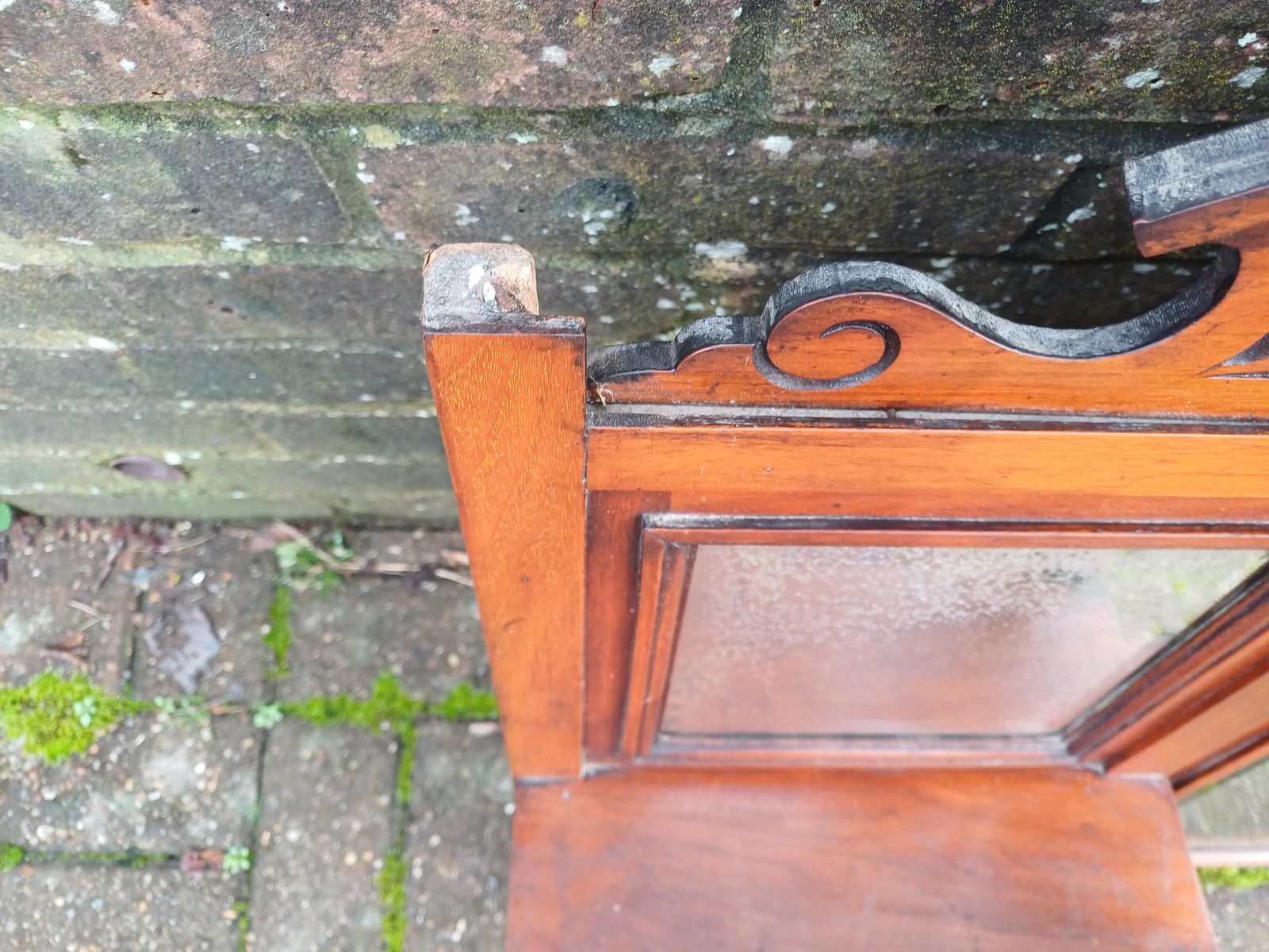 Antique Mahogany Over Mantel Mirror: Victorian Hall Mirror With Bevelled Glass photo vintage