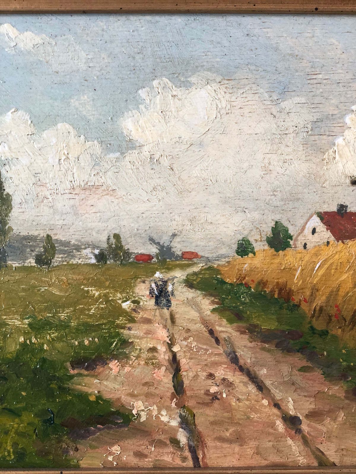 Antique Original Oil Painting Of A Cottage Landscape, C. 1923 photo furniture