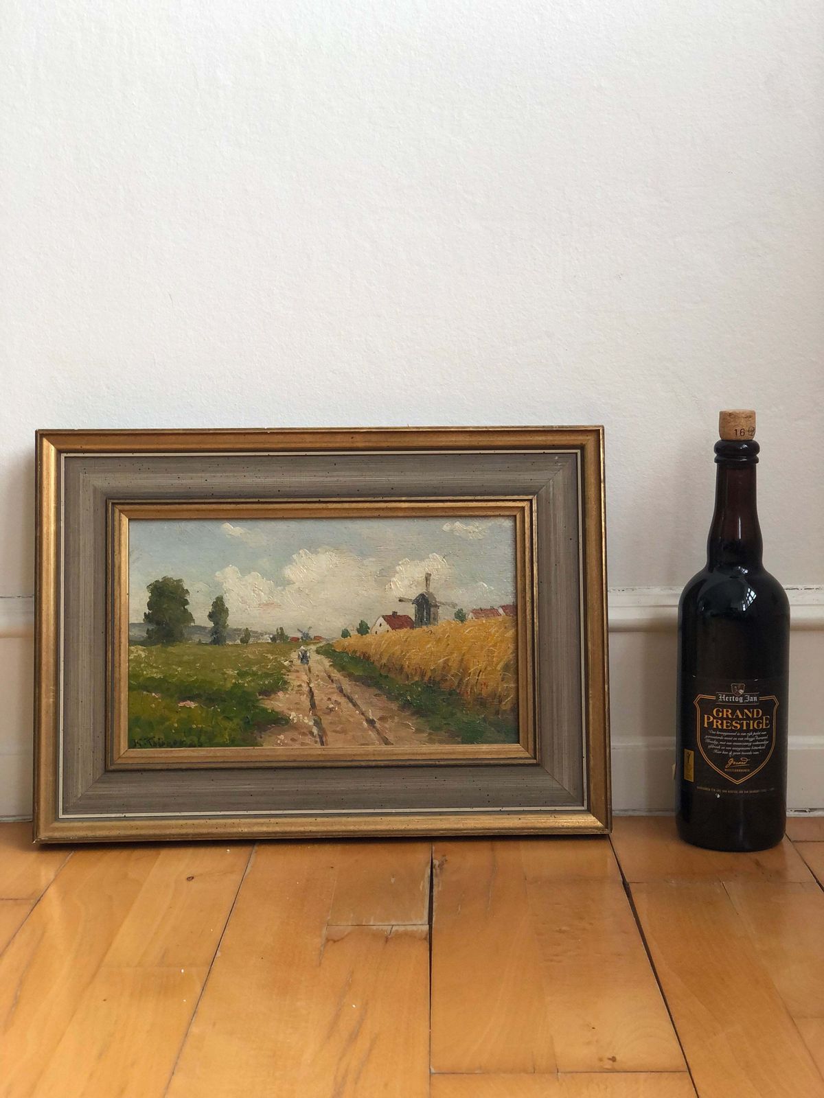 photo for sale Antique Original Oil Painting Of A Cottage Landscape, C. 1923