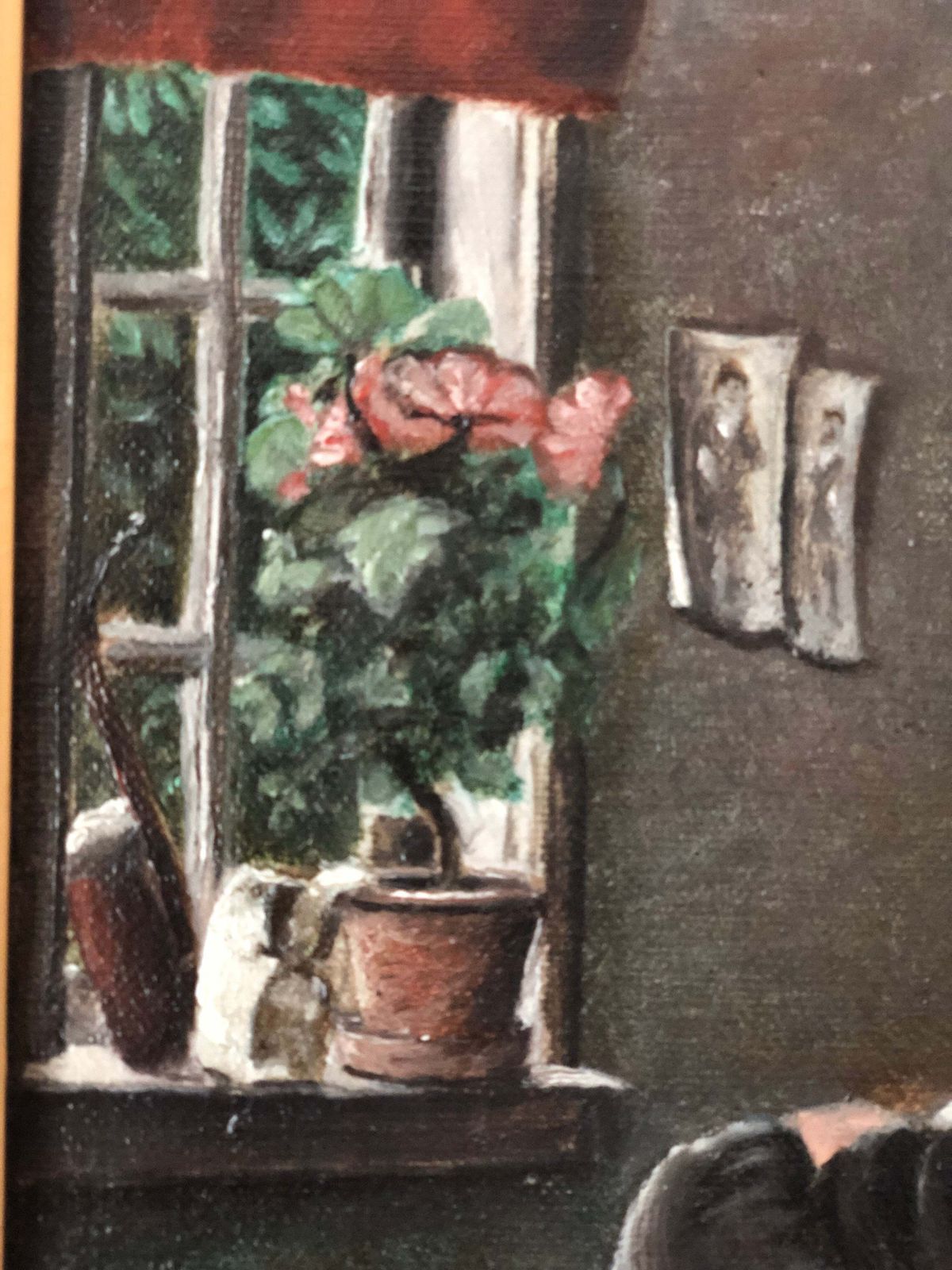 Antique Original Interior Oil Painting Of Craftsman At Work, C. 1920 photo for sale