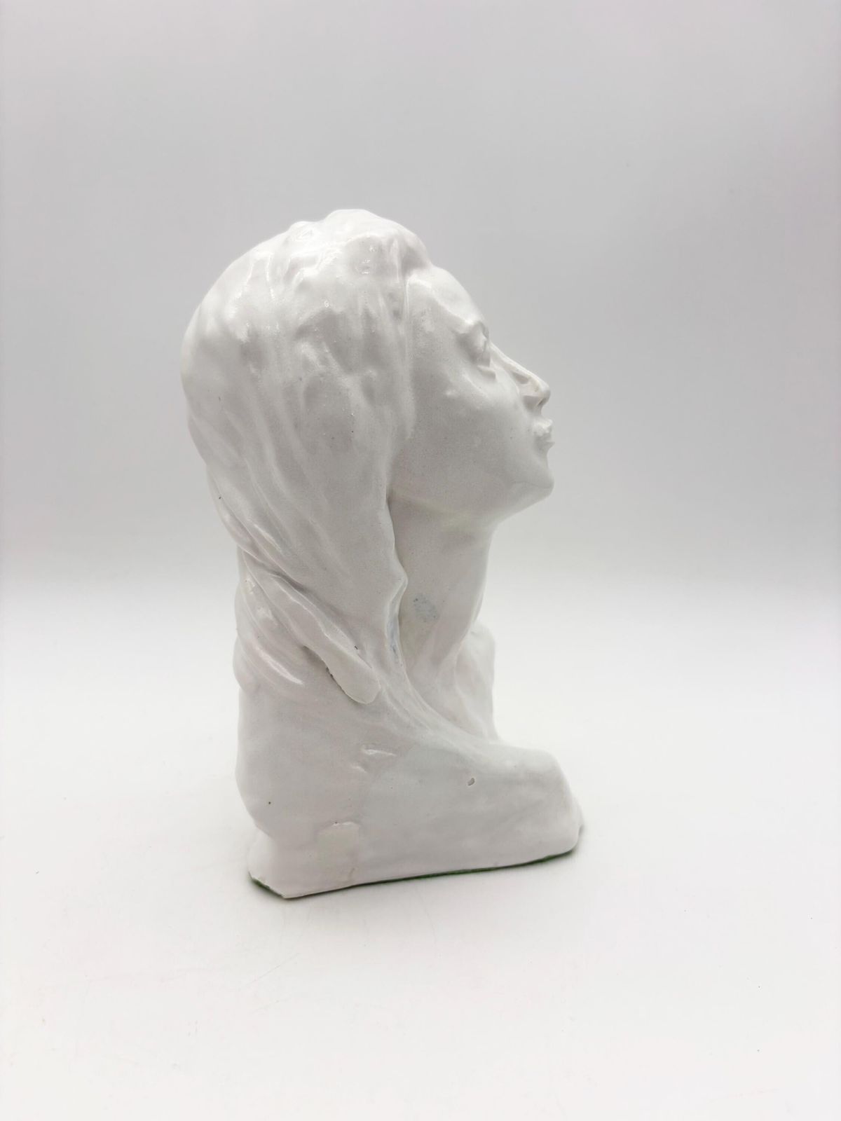 Vintage White Cast Plater Female Bust Sculpture, Modern Woman Head Statue, Medium Size Woman Figurine. photo vintage
