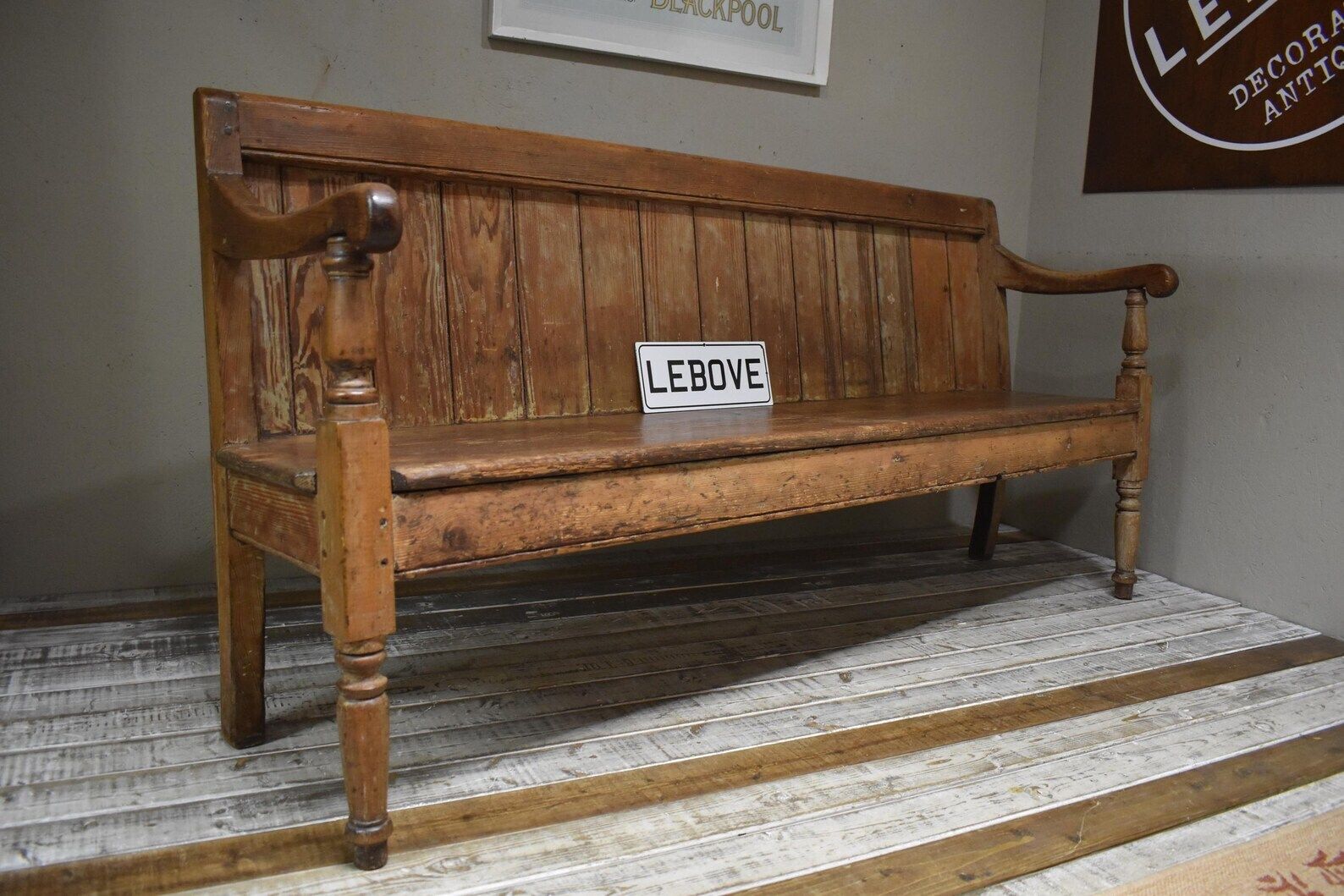 19th Century Victorian Stripped Pine Chapel School Seating Bench photo furniture