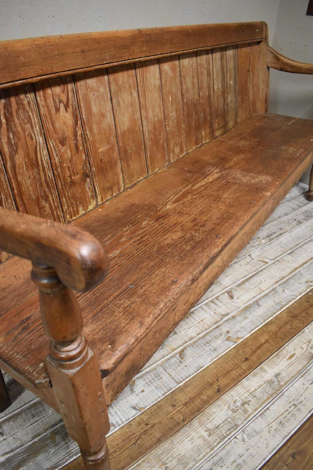 19th Century Victorian Stripped Pine Chapel School Seating Bench photo vinterior