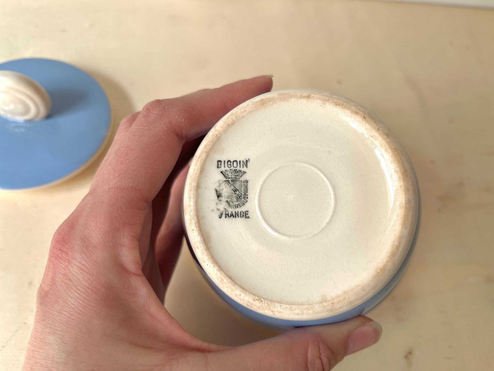 Antique Art Deco Sugar Bowl + Milk Pot By Sarreguemines Digoin France, 1930's French Earthenware Set photo vinterior