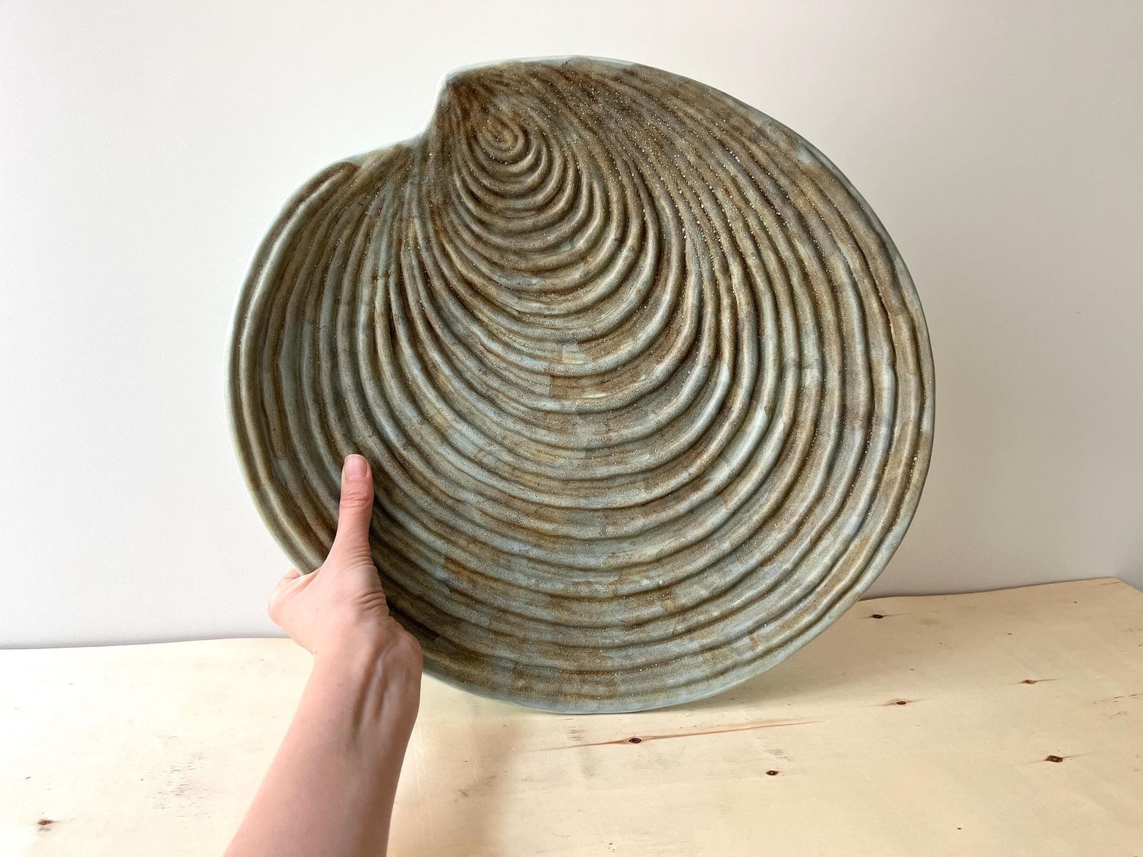 photo for sale Giant Ceramic Shell Dish By Dominique Guillot For Vallauris 1960, French Xxl Oyster Seafood Plate