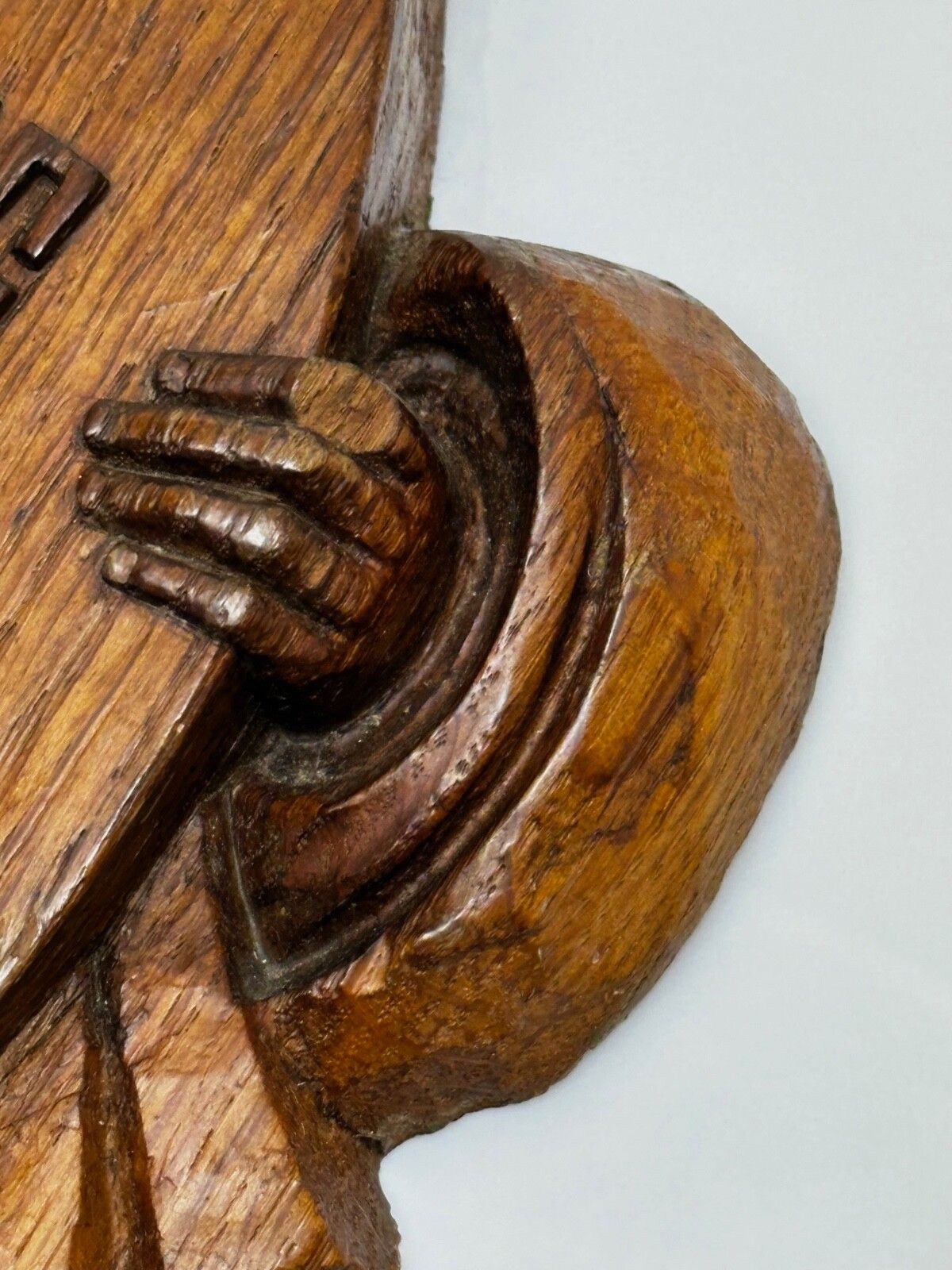 photo furniture 19th Century Carved Religious Figure Saint Holding Shield Crossed Keys Of Heaven