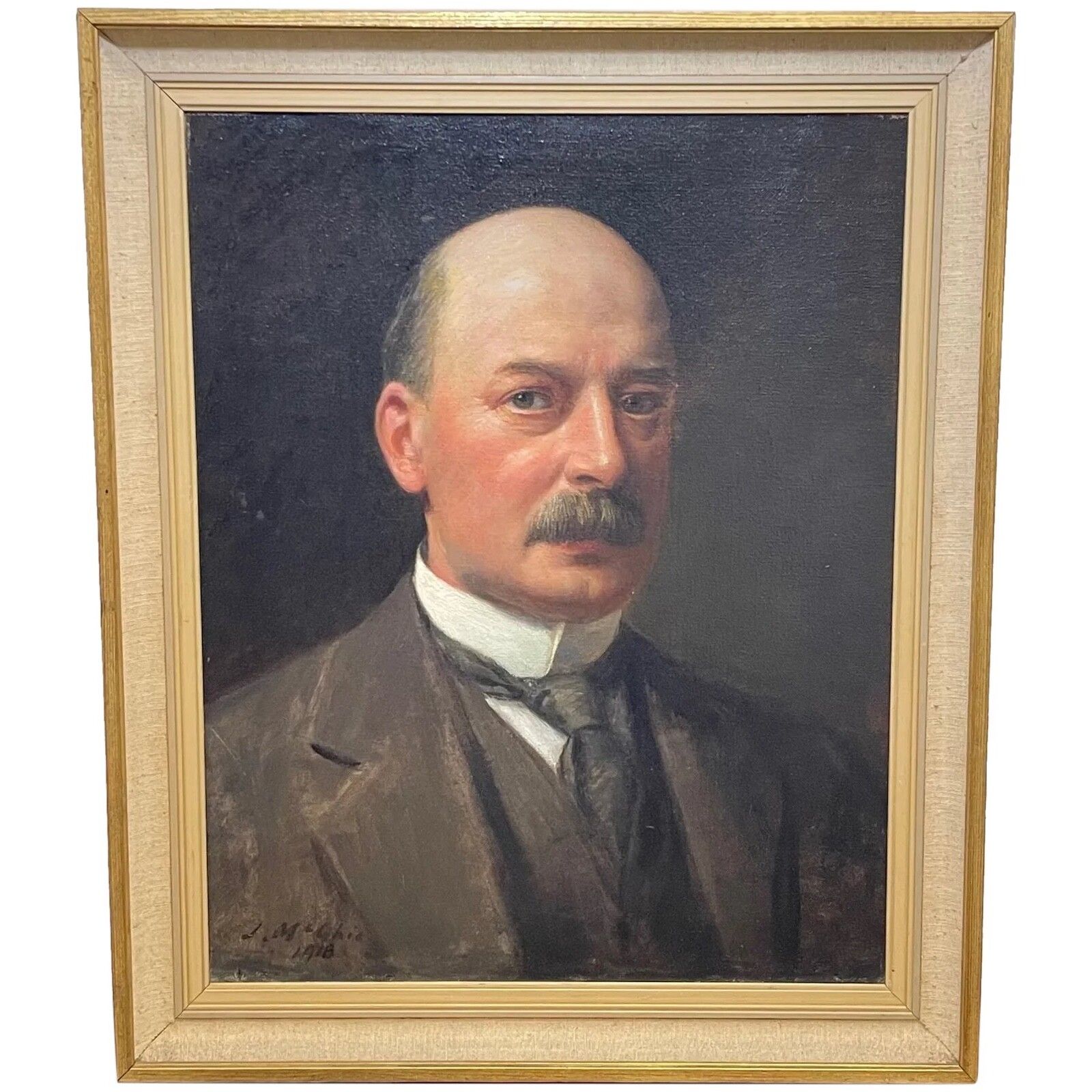 Scottish Oil Painting Portrait Of Glasgow Iron & Steel Merchant By John Mcghie