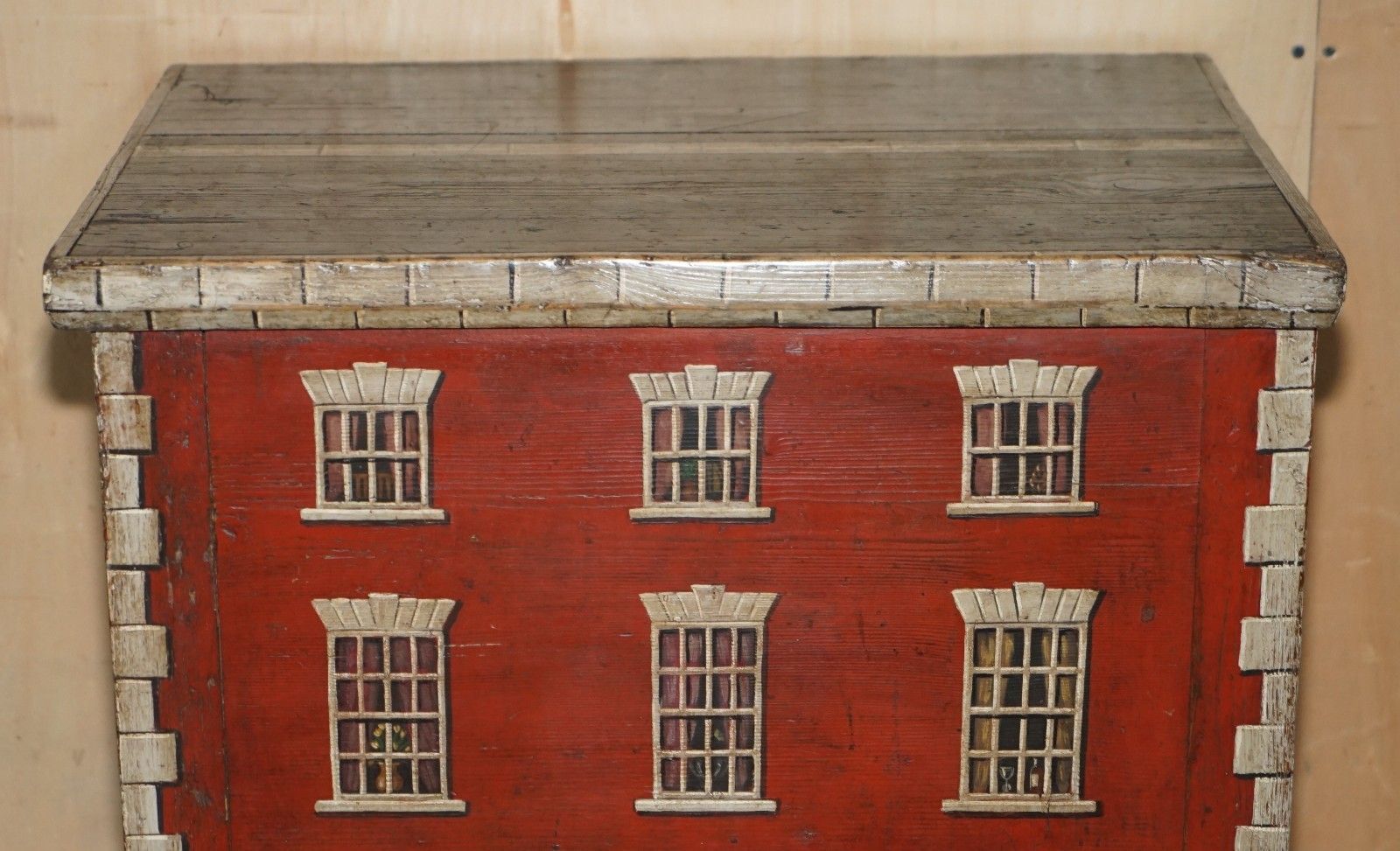 Antique 1760 Georgian English Country House Painted English Pine Trunk Or Chest photo buy