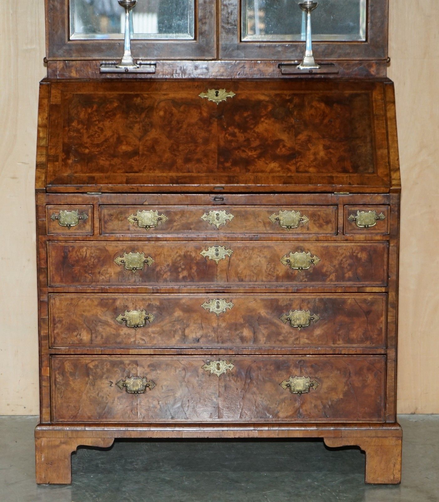 Finest Quality Antique George II Circa 1740 Burr Walnut Library Bureau Bookcase photo for sale