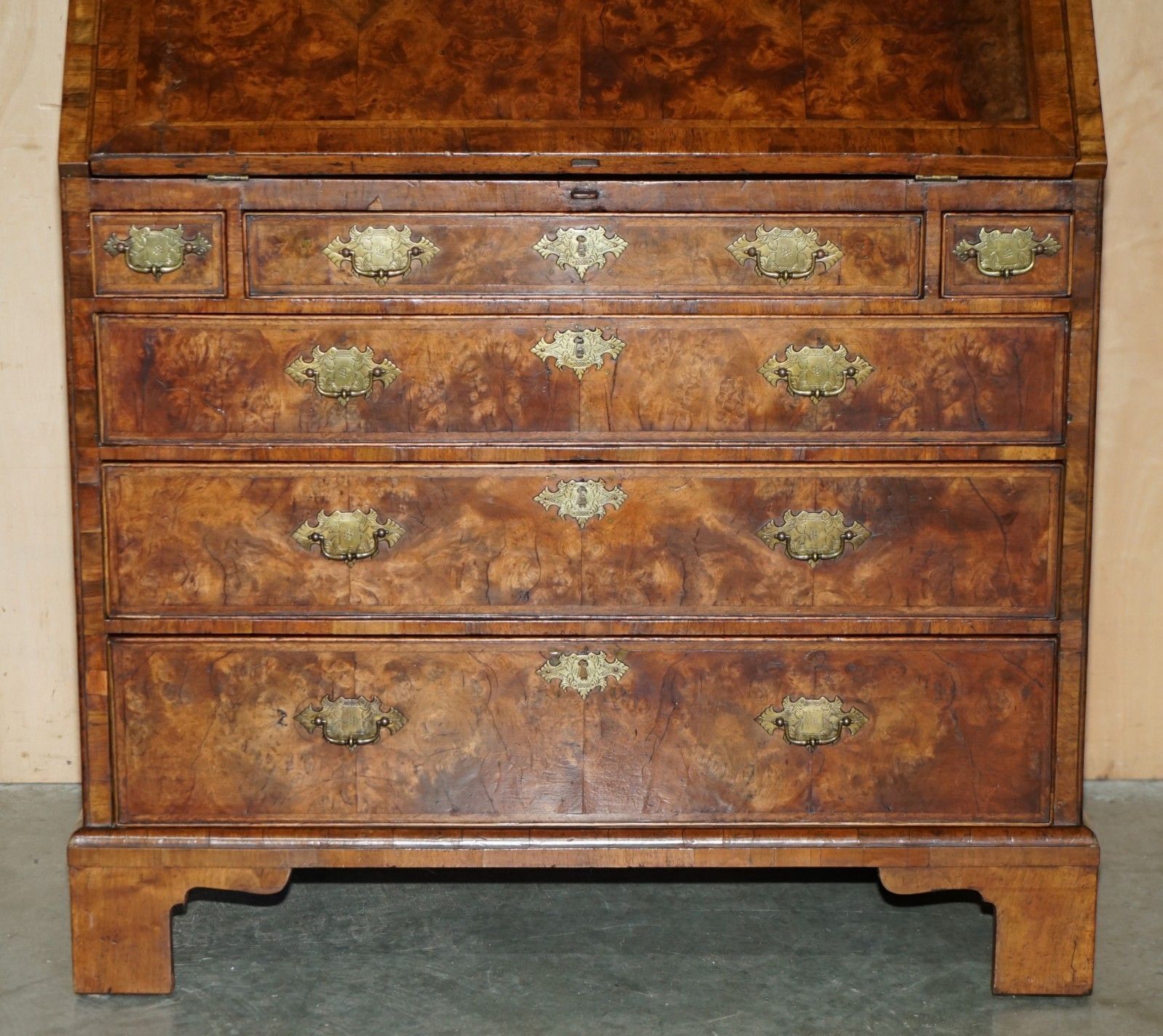 Finest Quality Antique George II Circa 1740 Burr Walnut Library Bureau Bookcase photo Furniture