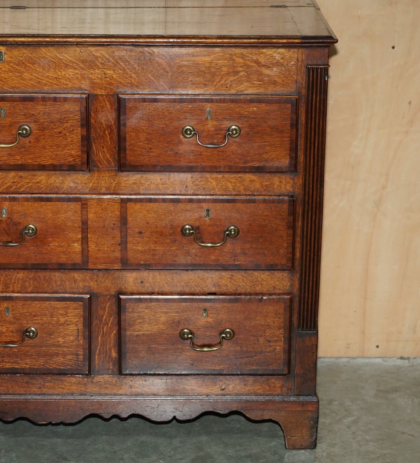 Antique 18th Century Georgian Hinged Top English Oak Mule Chest Of Drawers photo 4950.0