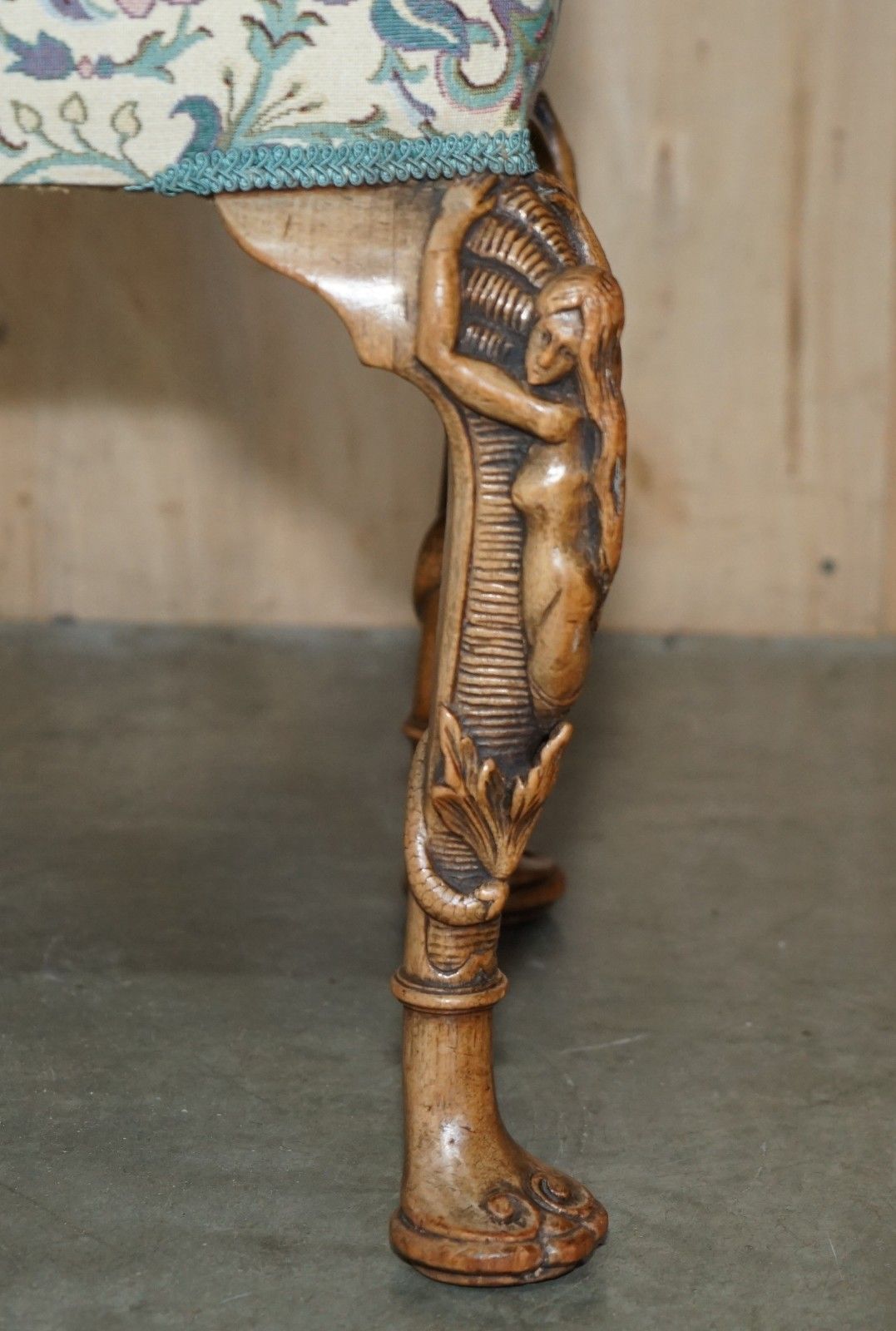 Exquisite Antique Victorian Hand Carved Piano Stool Depicting Mermaids photo 2350.0