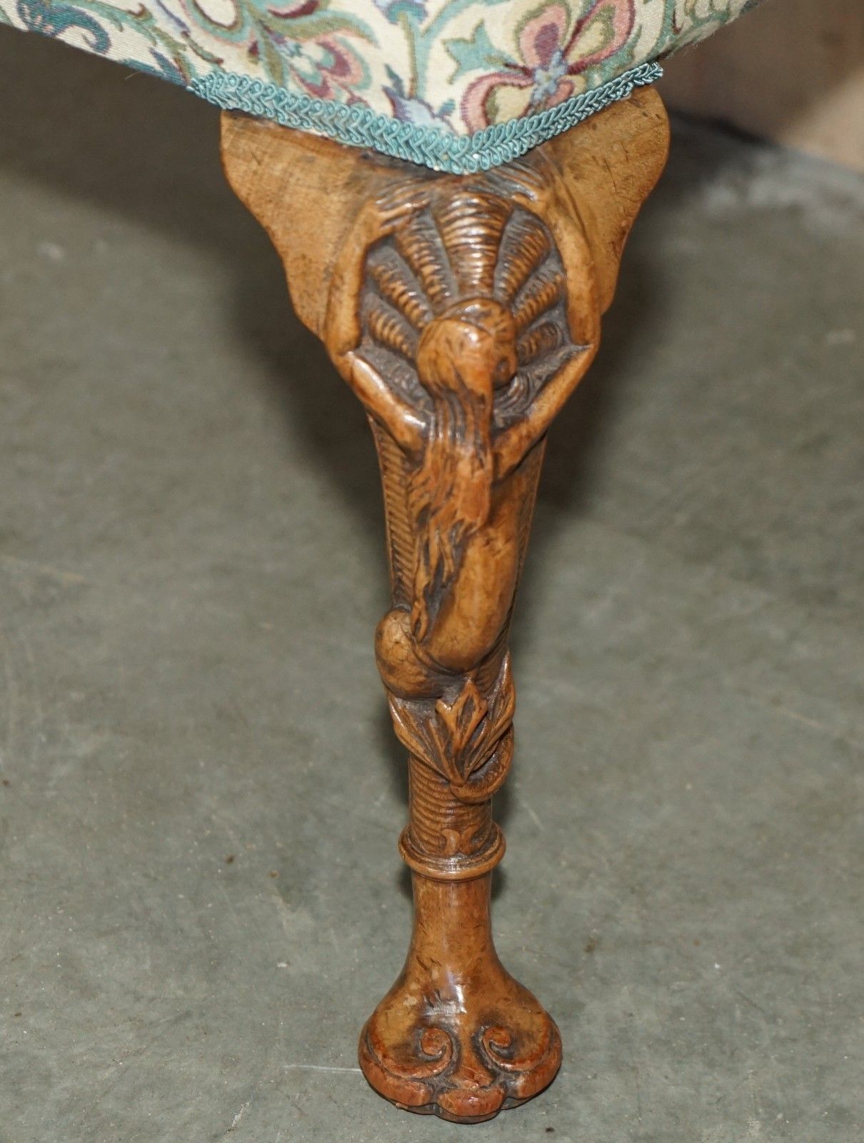 photo buy Exquisite Antique Victorian Hand Carved Piano Stool Depicting Mermaids