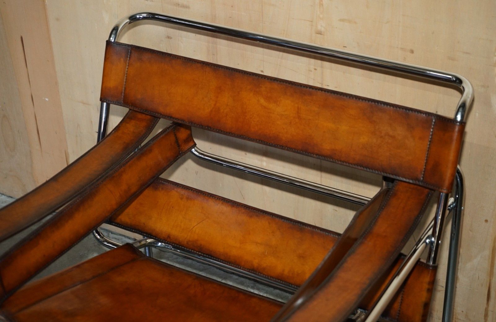 Pair Of Restored Marcel Breuer Fasem 1980's Wassily B3 Brown Leather Armchairs photo vintage