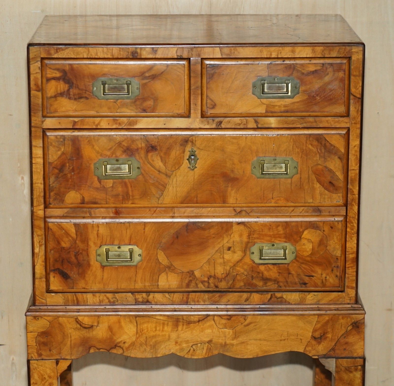Antique Victorian Olive Wood Military Campaign Drinks Cabinet Chest Of Drawers photo Furniture
