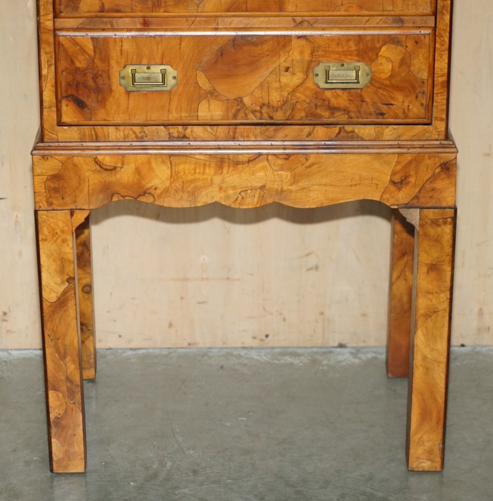 Antique Victorian Olive Wood Military Campaign Drinks Cabinet Chest Of Drawers photo 2950.0