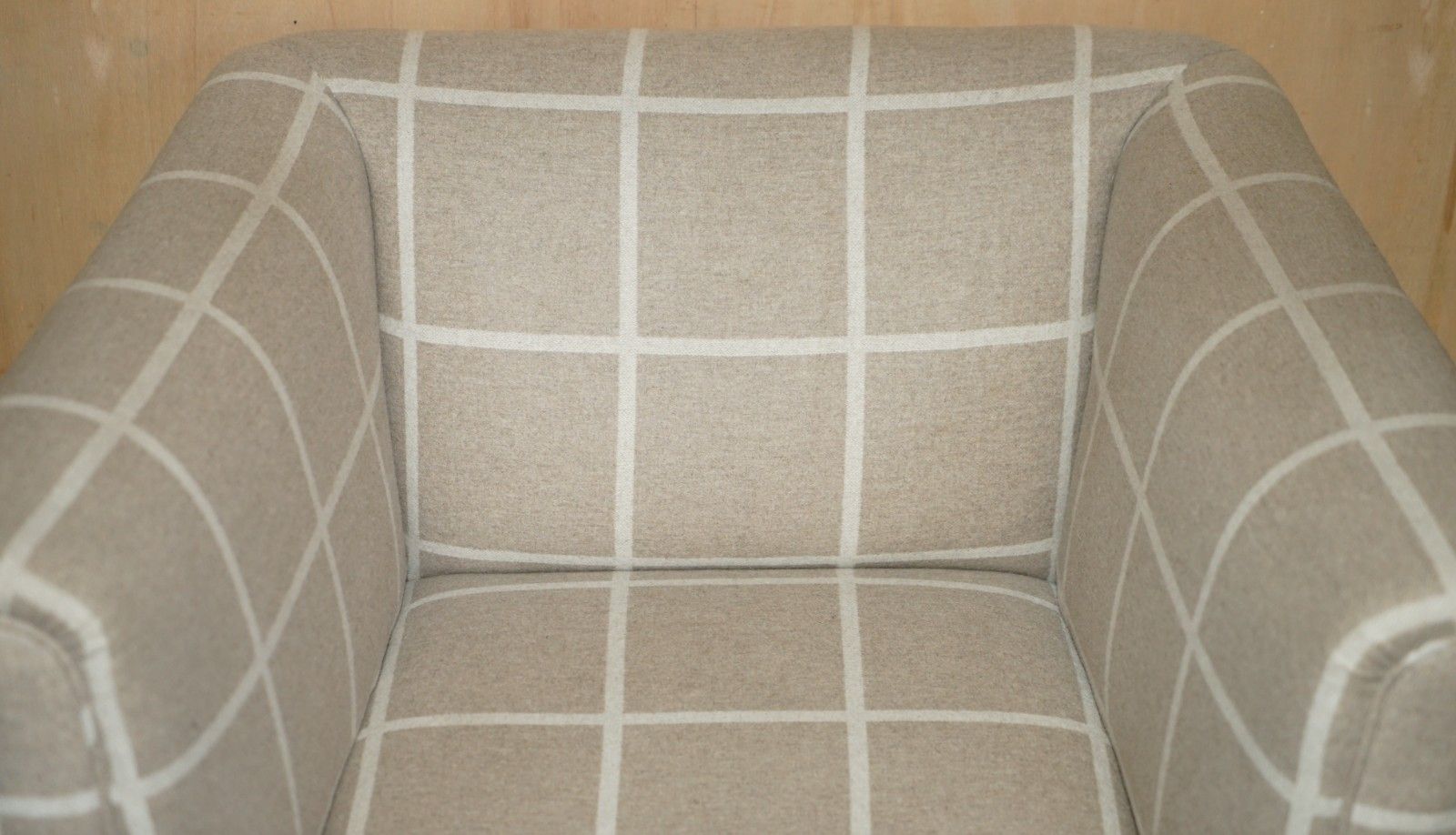 Antique Circa 1900 Club Armchair Porcelain Castors & Scottish Tartan Upholstery photo vinterior
