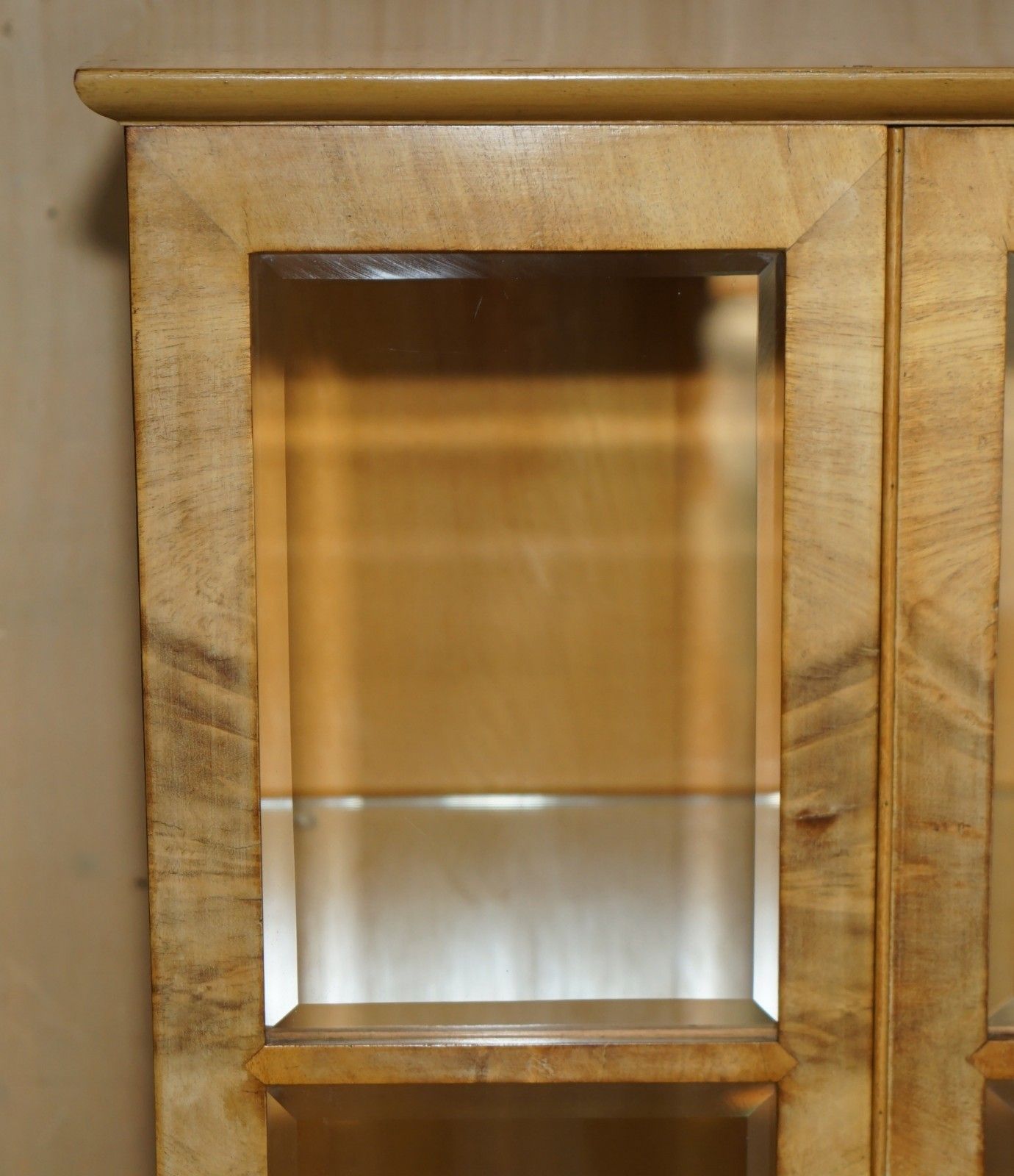 Furniture Pair Of Art Deco Circa 1920's Burr Light Walnut Claw & Ball Display Cabinets photo